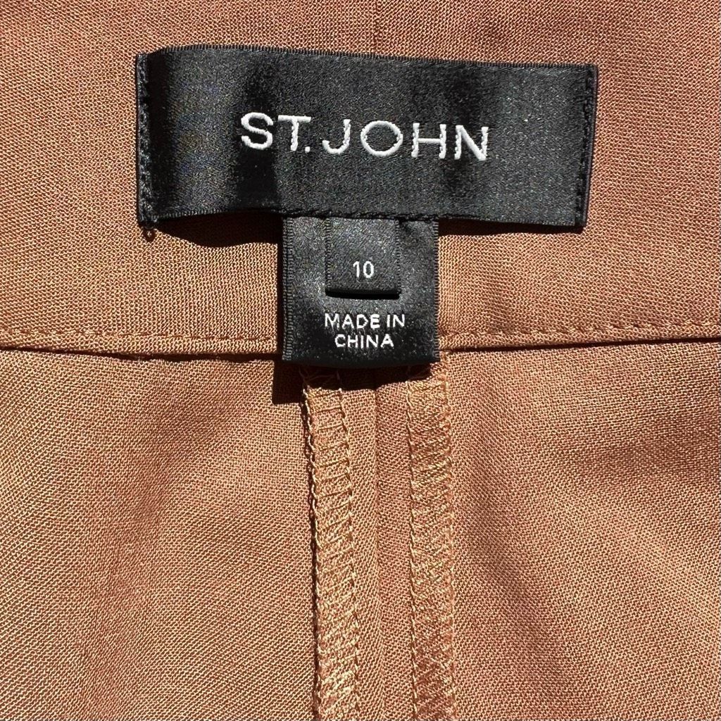 St. John St. John Straight Leg Mid Rise Trouser Pants Press Pleats in Brown Women’s 10 Size 32" / US 10 / IT 46 - 7 Thumbnail
