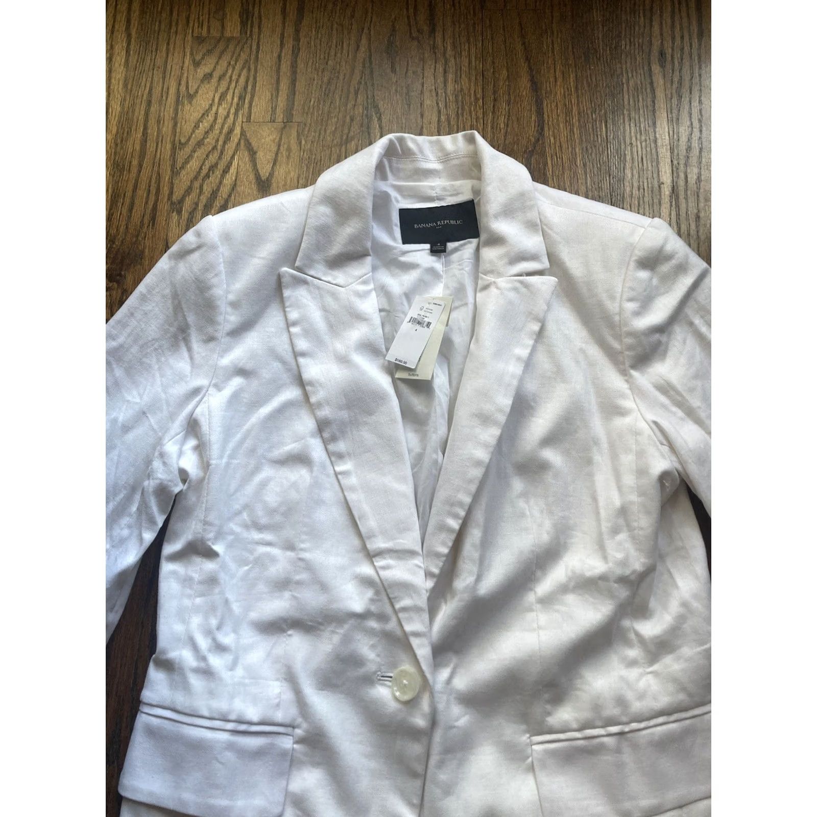 Banana Republic Banana Republic Blazer Womens Size 4 White Linen Blend Long And Lean NWT Size S / US 4 / IT 40 - 4 Thumbnail