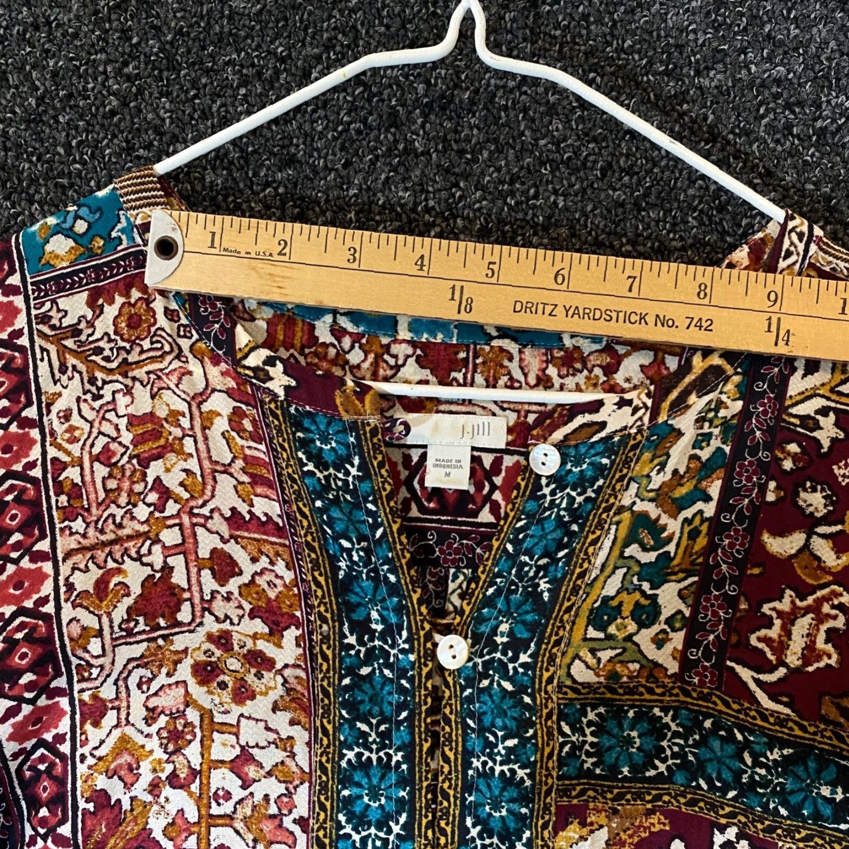J. Jill J. Jill Shirt Womens Medium Blouse Geometric Tunic Rayon Button Womens M Multicolor Upgrade Size M / US 6-8 / IT 42-44 - 7 Thumbnail
