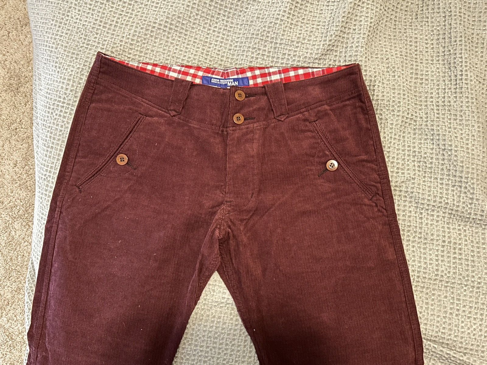 Comme des Garcons Burgundy Junya Watanabe Corduroys Size US 34 / EU 50 - 1 Thumbnail