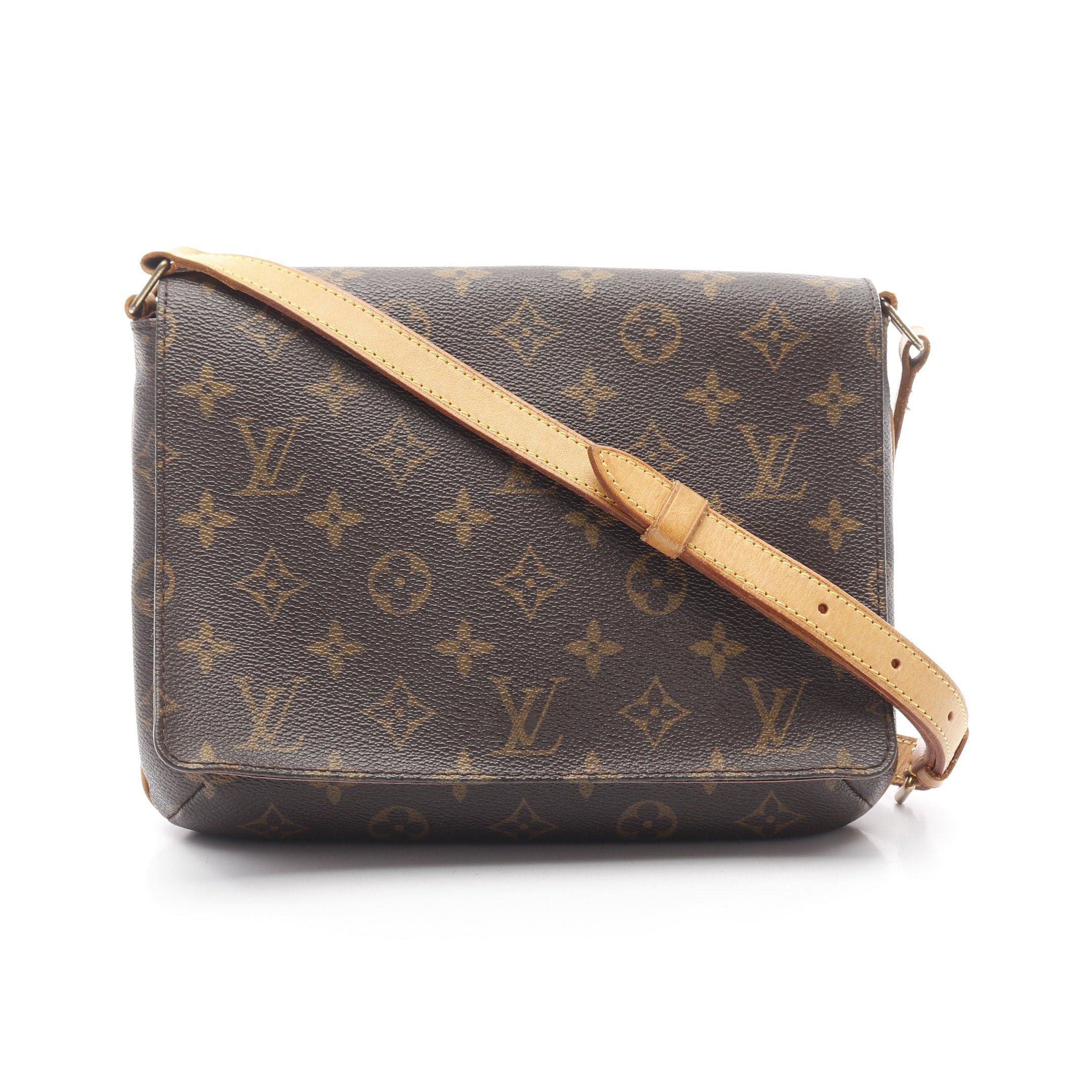 Louis Vuitton Musette Tango Long Strap Monogram Shoulder Bag Leather Brown, Women's