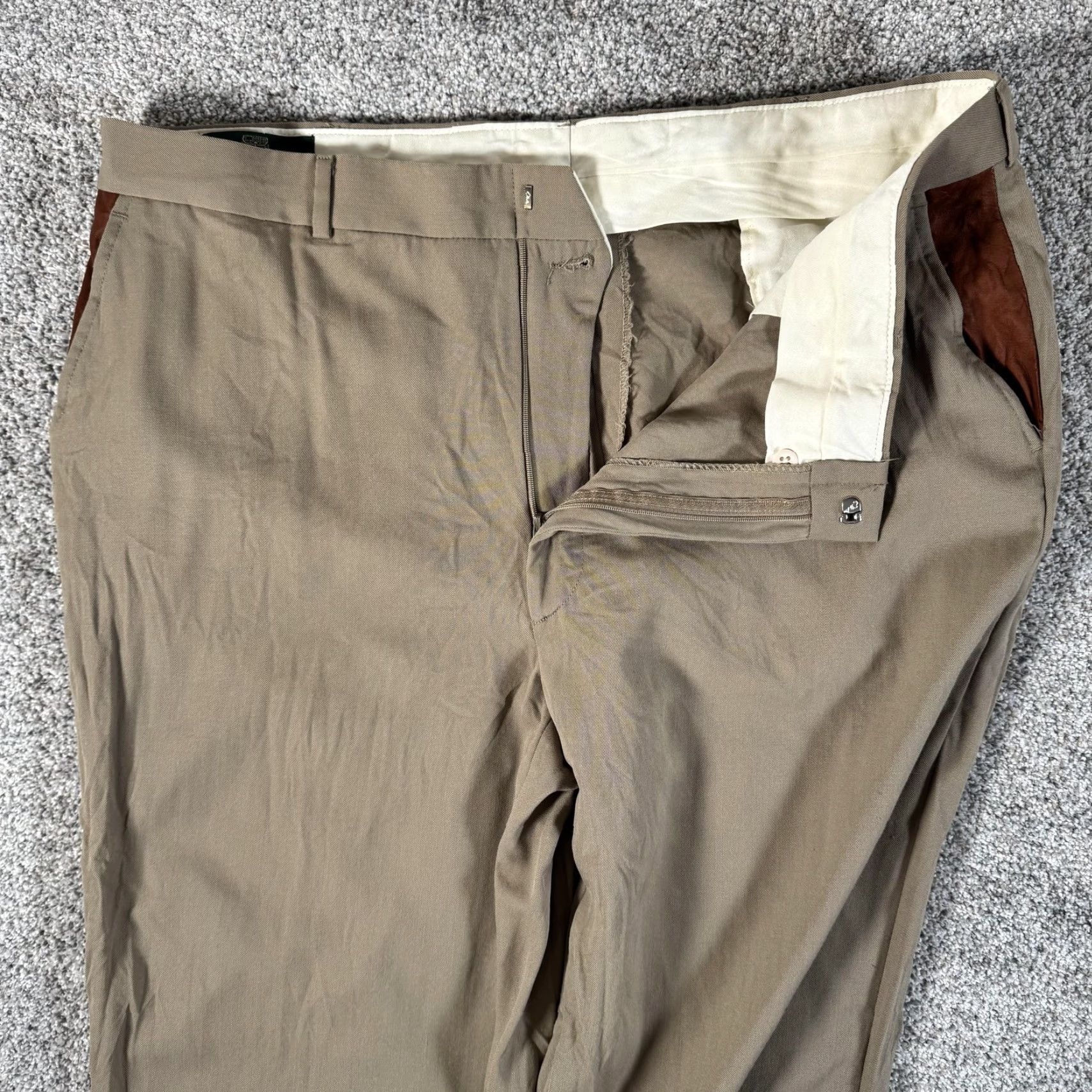 Orvis VINTAGE Orvis Dress Pants Mens 38x28 Khaki 100% Worsted Wool Flat Front Cuffed Pockets Beige Retro 90s 00s Mens Size US 38 / EU 54 - 6 Thumbnail