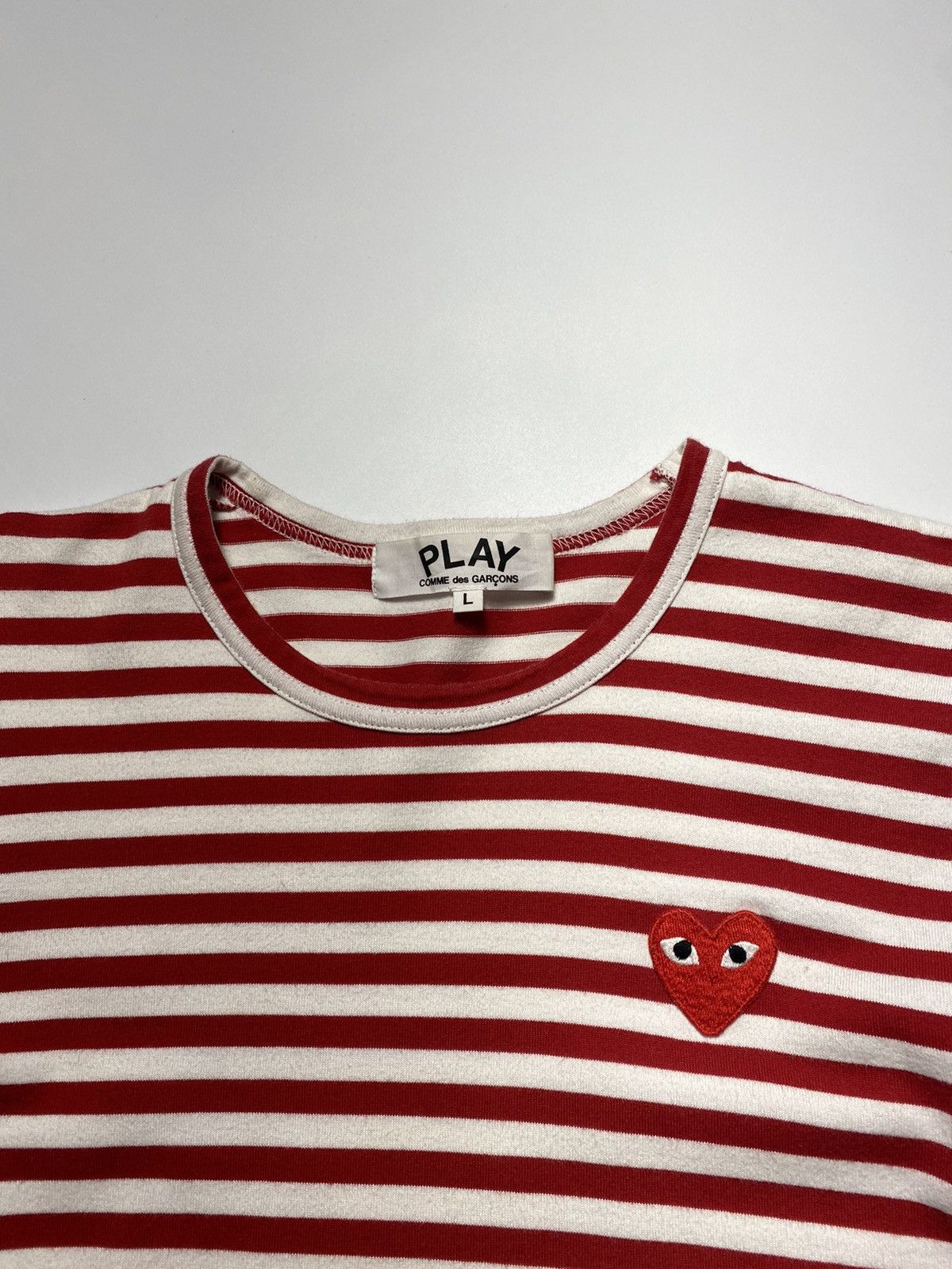Comme des Garcons × Comme des Garcons PLAY × Japanese Brand Comme Des Garçons Play Striped Logo Long Sleeve Shirt Size L / US 10 / IT 46 - 5 Thumbnail