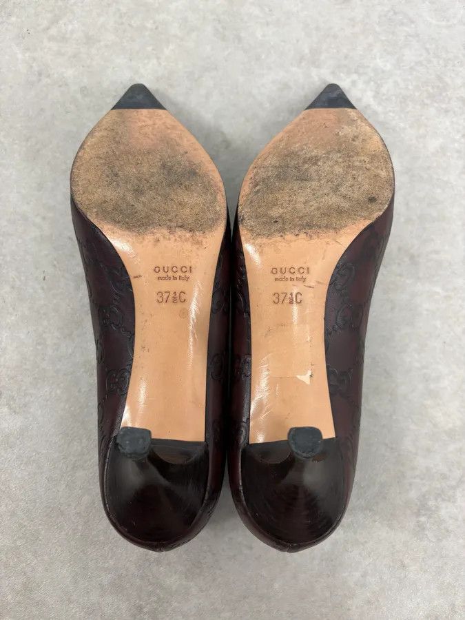 Gucci 2000s Gucci Brown Monogram Leather Heels Size US 6.5 / IT 36.5 - 9 Thumbnail