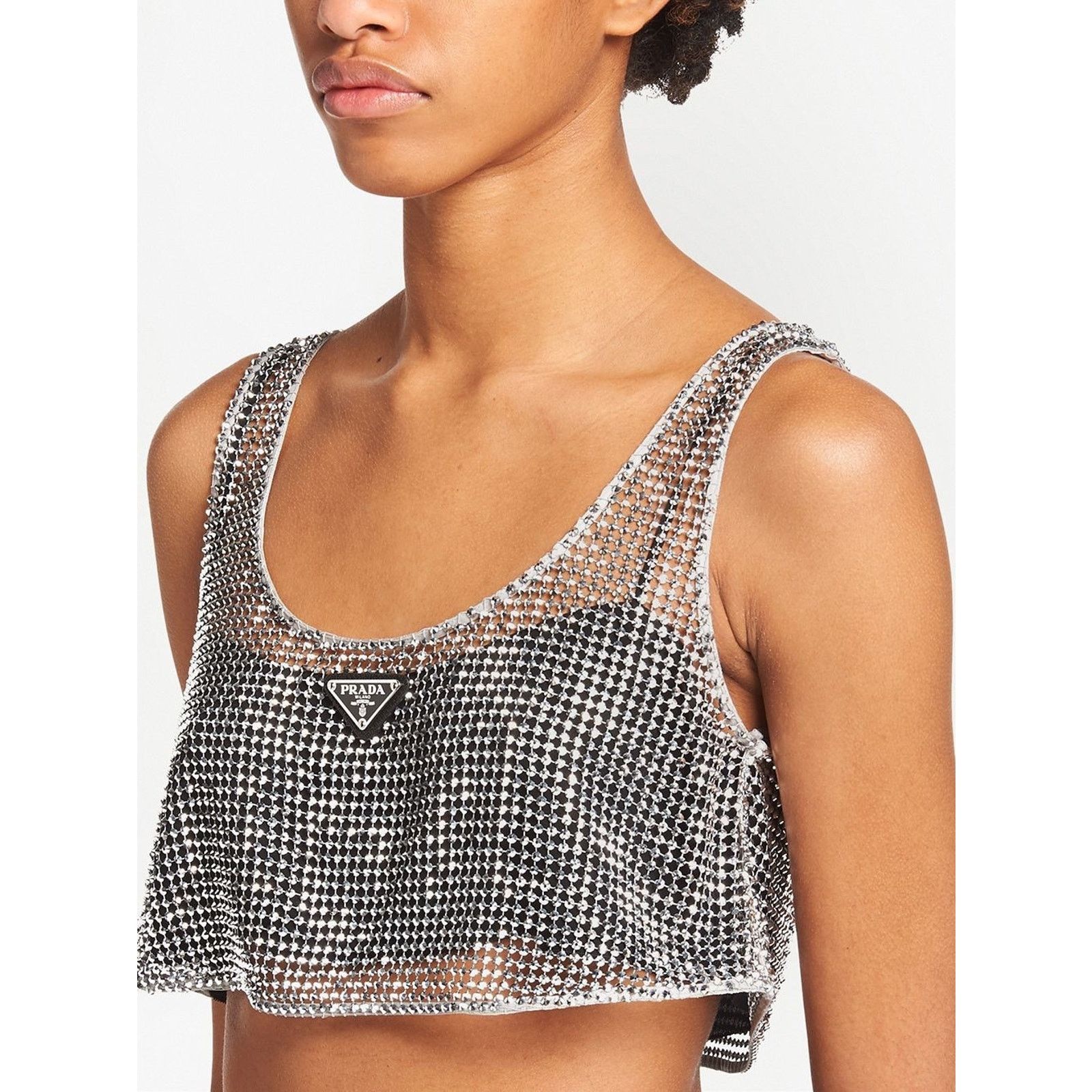 Prada Prada Rhinestone Crystal Strass Logo Vest Top Shirt 36 Size XS / US 0-2 / IT 36-38 - 6 Thumbnail