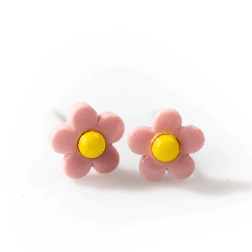 Jewelry Small Flower Stud Earrings Ceramic Ear Gift For Her Size ONE SIZE - 1 Preview