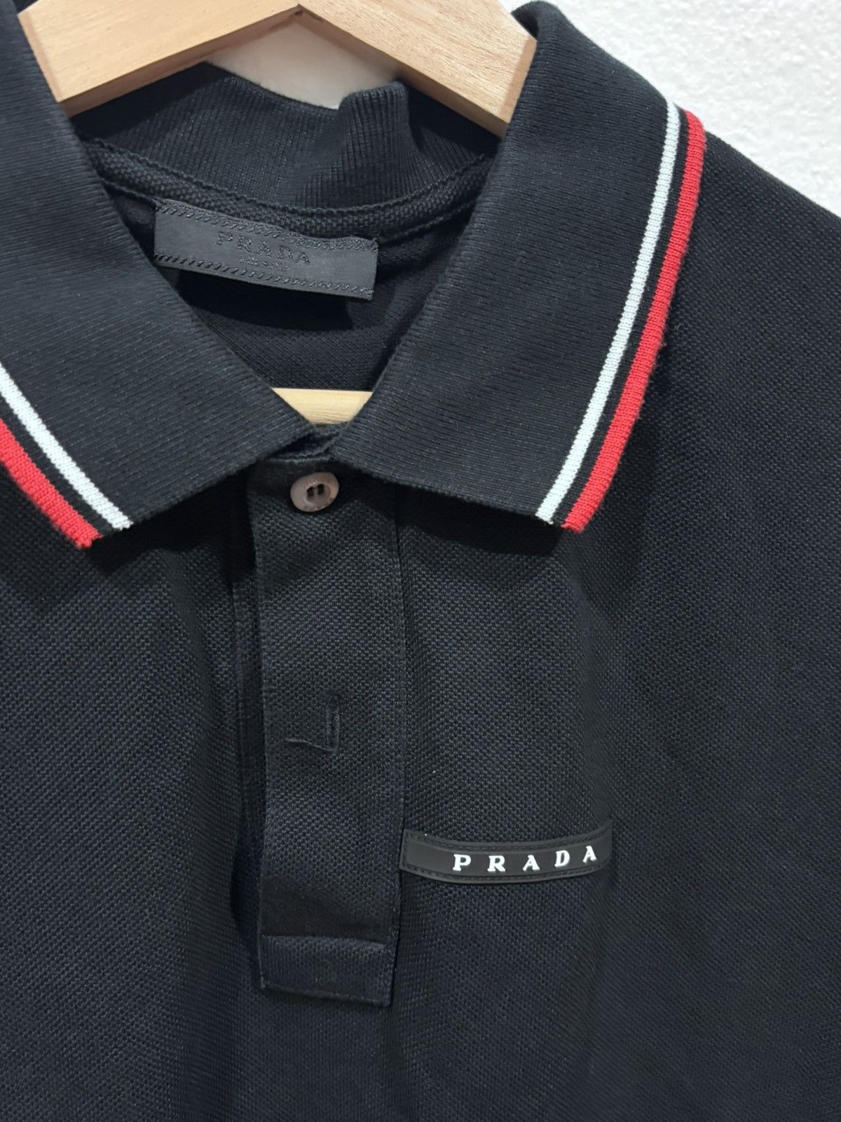 Prada Prada Logo Striped Trim Lapel Black Polo Size US XL / EU 56 / 4 - 3 Thumbnail