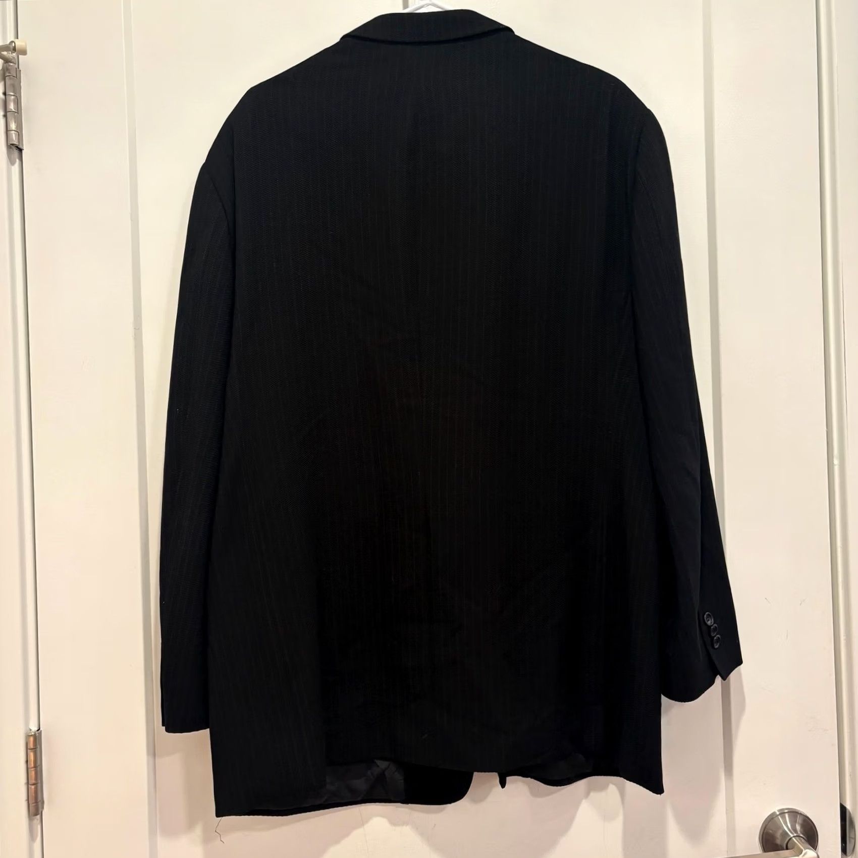Armani Armani Collezioni Mens Black Wool Pinstripe Blazer Jacket Italy 44R Regular Business Formal Size 54R - 6 Thumbnail