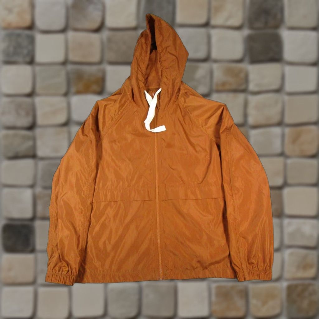 Madewell Jacket Womens Large Orange Full Zip Hooded Rain Coat