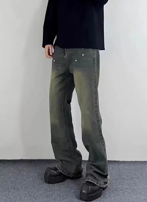 Japanese Brand × Jean Vintage distressed studded wide-leg jeans Size US 32 / EU 48 - 2 Thumbnail