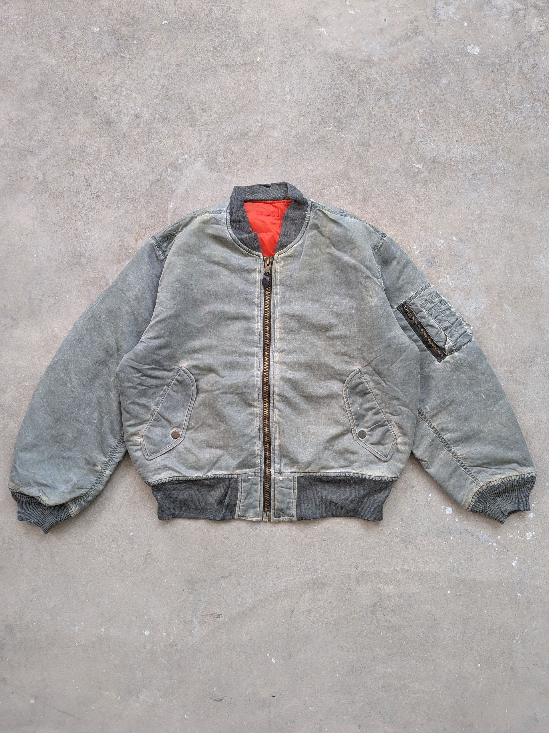 Vintage Bomber Jacket MA 1 Type Jacket Faded Color