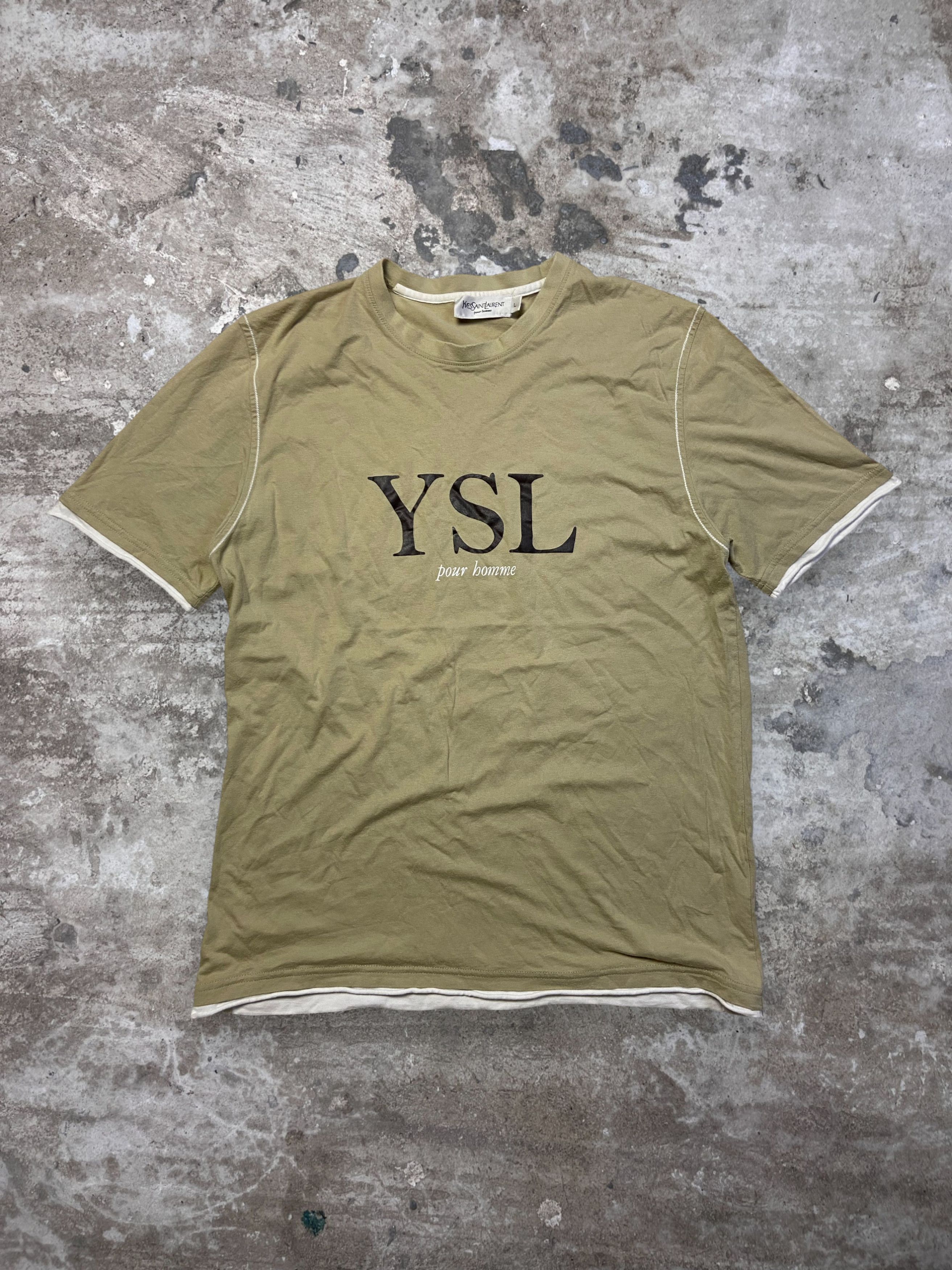 1990s YSL CREAM BIG LOGO T SHIRT - № 403