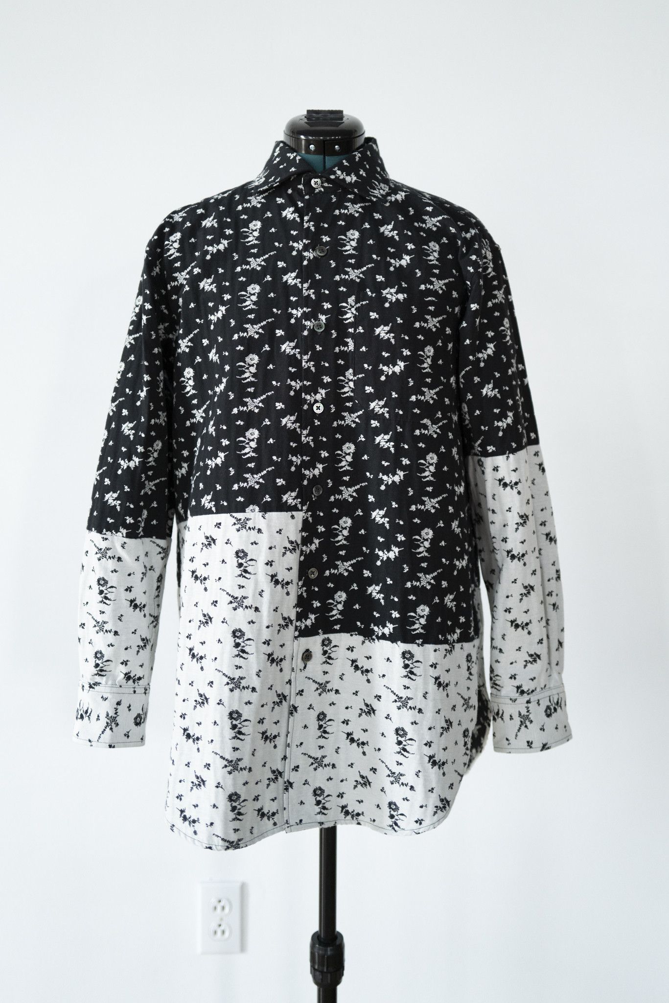 image of Engineered Garments Floral Patchwork Shirt Black Size Xs, Men's