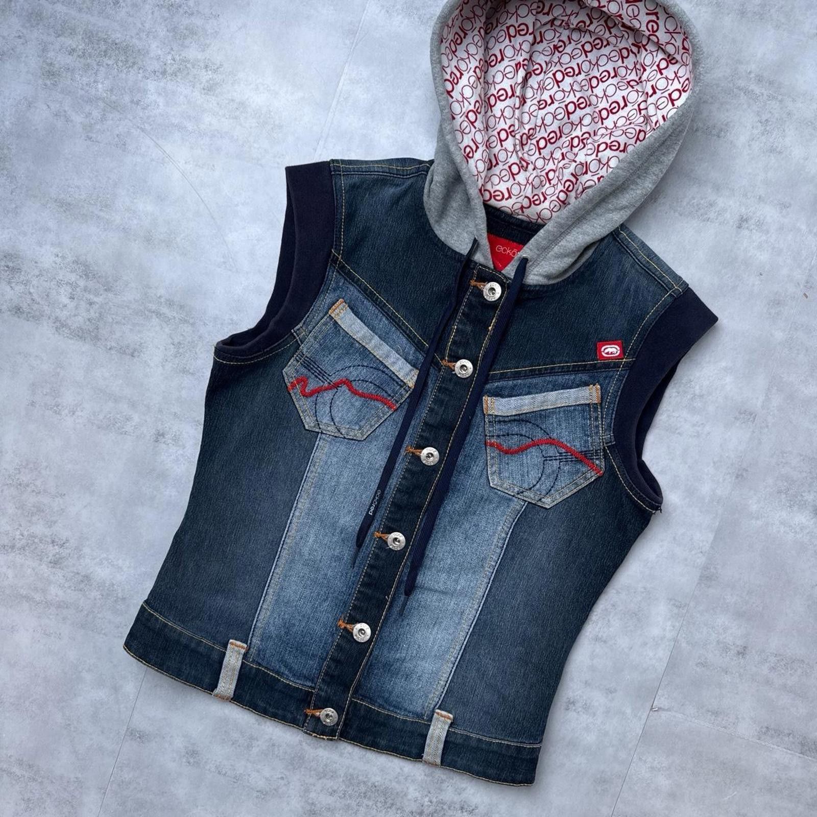 Ecko Unltd. Y2K Ecko Red Denim 00s Vest Hood Jacket Size US XS / EU 42 / 0 - 4 Thumbnail