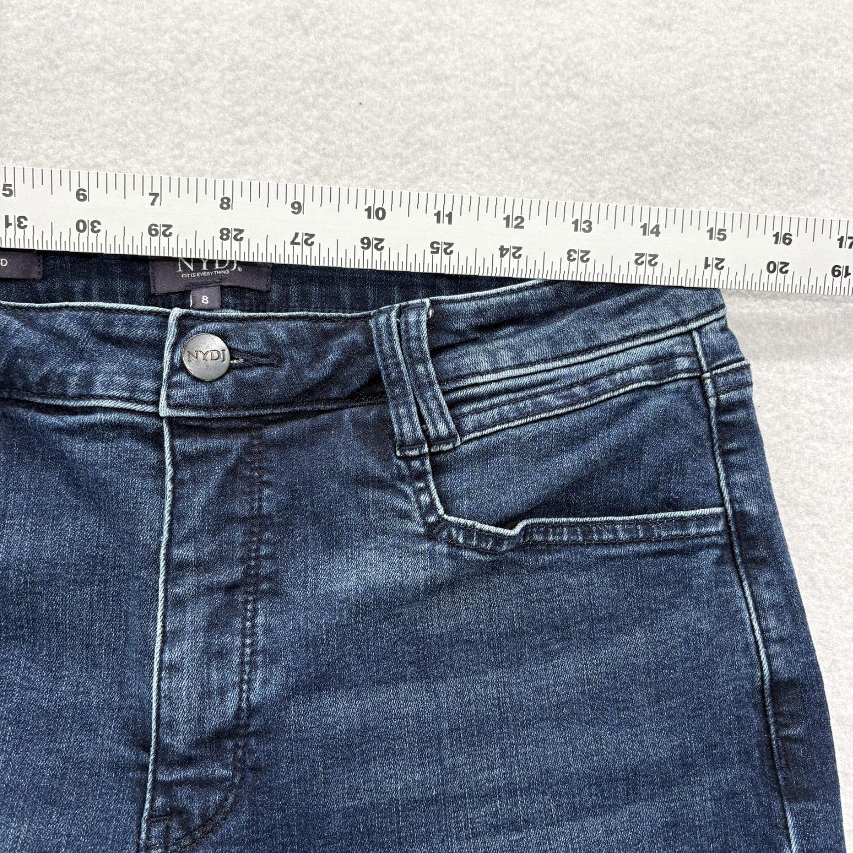 NYDJ NYDJ Bailey Relaxed Jeans Womens 8 Blue Dark Wash Denim Stretch Straight Leg Size 30" / US 8 / IT 44 - 6 Thumbnail