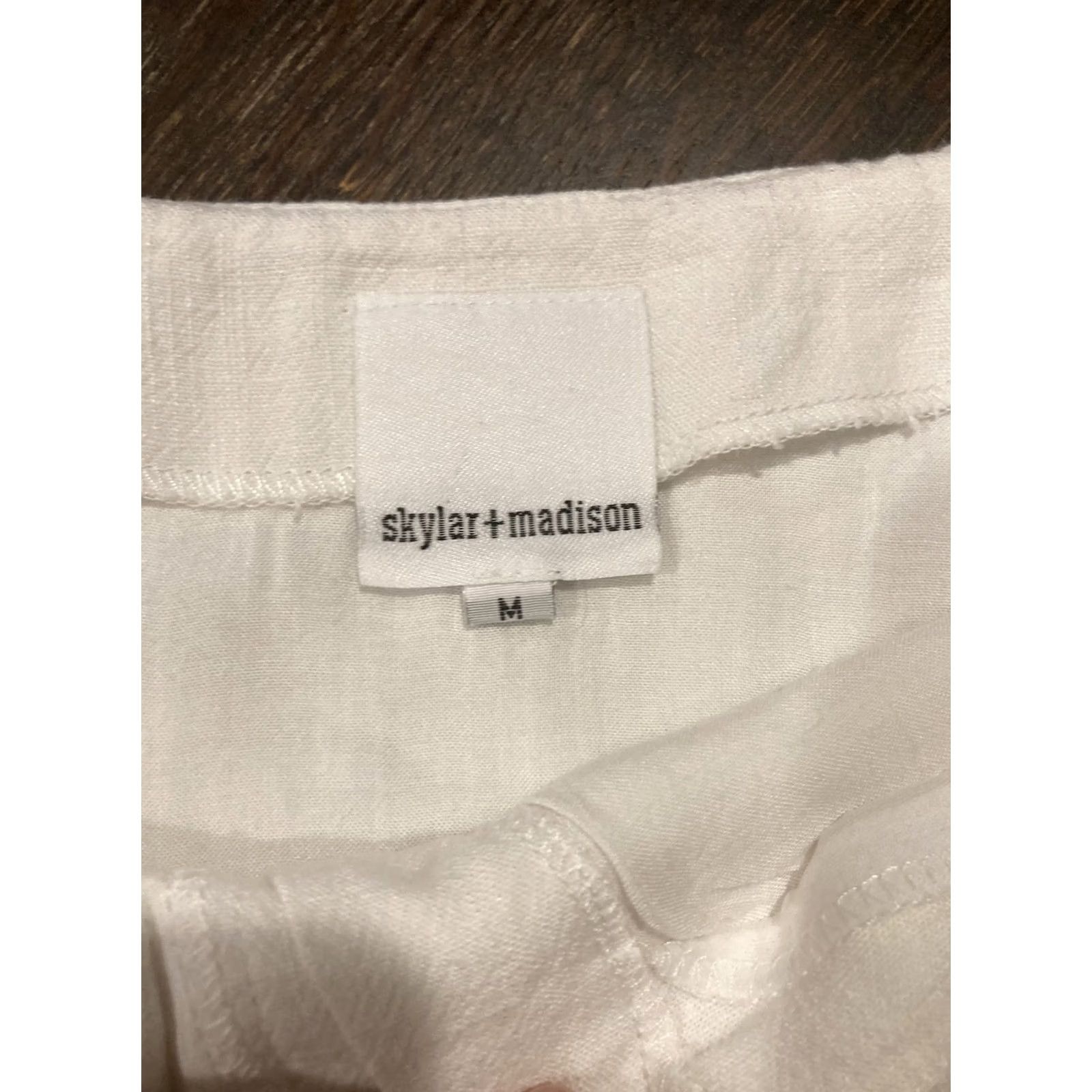 Madison Skylar + Madison Womens Skirt Size M Linen Knit Button Up White Size 32" / US 10 / IT 46 - 2 Thumbnail