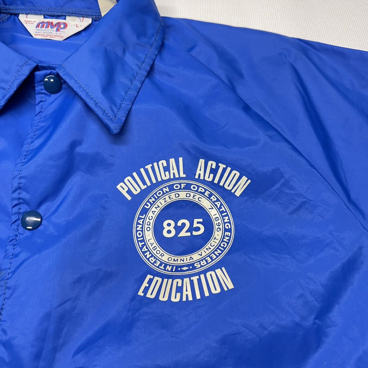 Vintage VTG Coaches Jacket Blue Windbreaker Snap Nylon MVP Union 90s Size US L / EU 52-54 / 3 - 3 Thumbnail