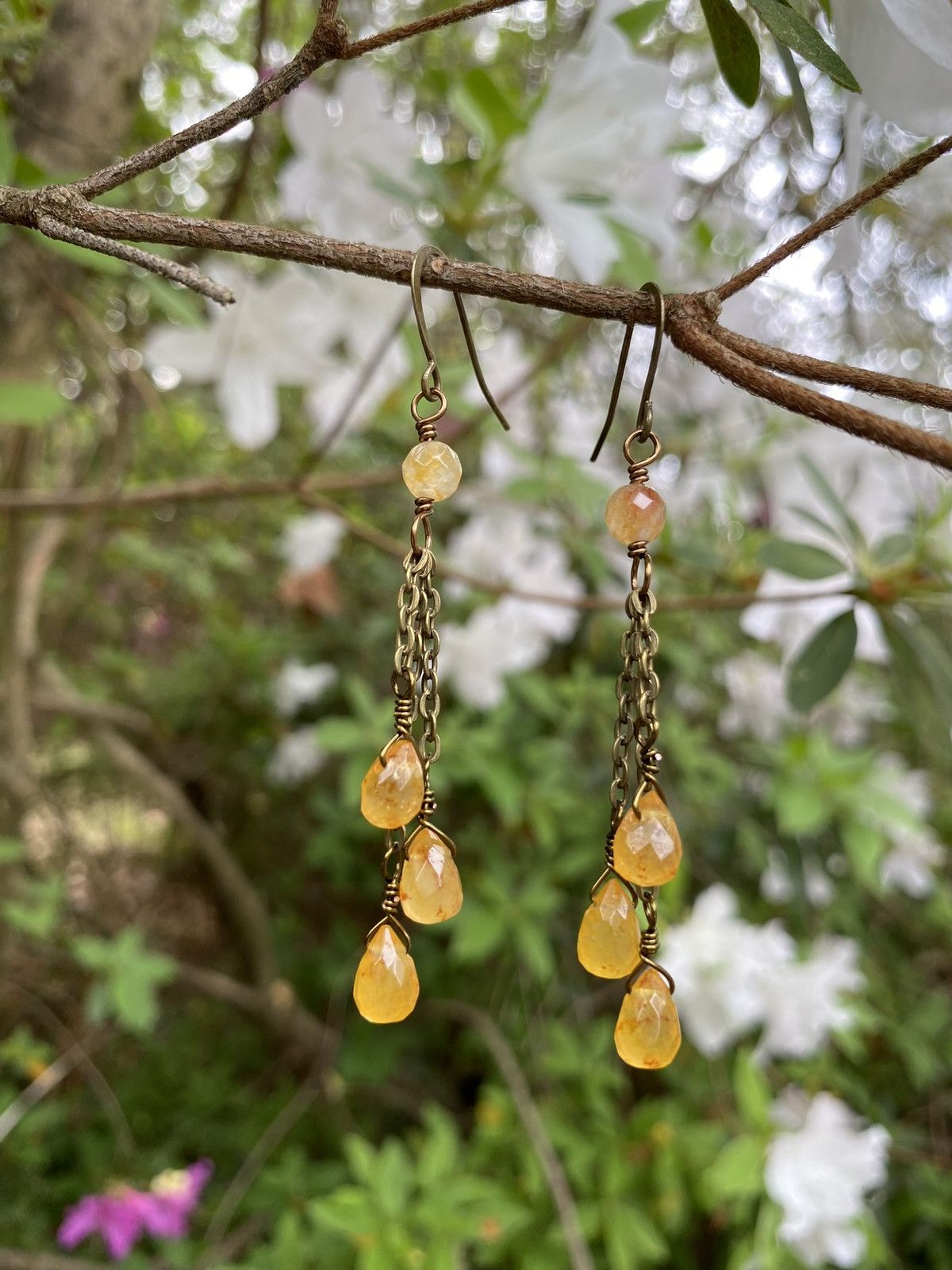 Handmade Honey Jade Dangle Earrings Size ONE SIZE - 3 Thumbnail