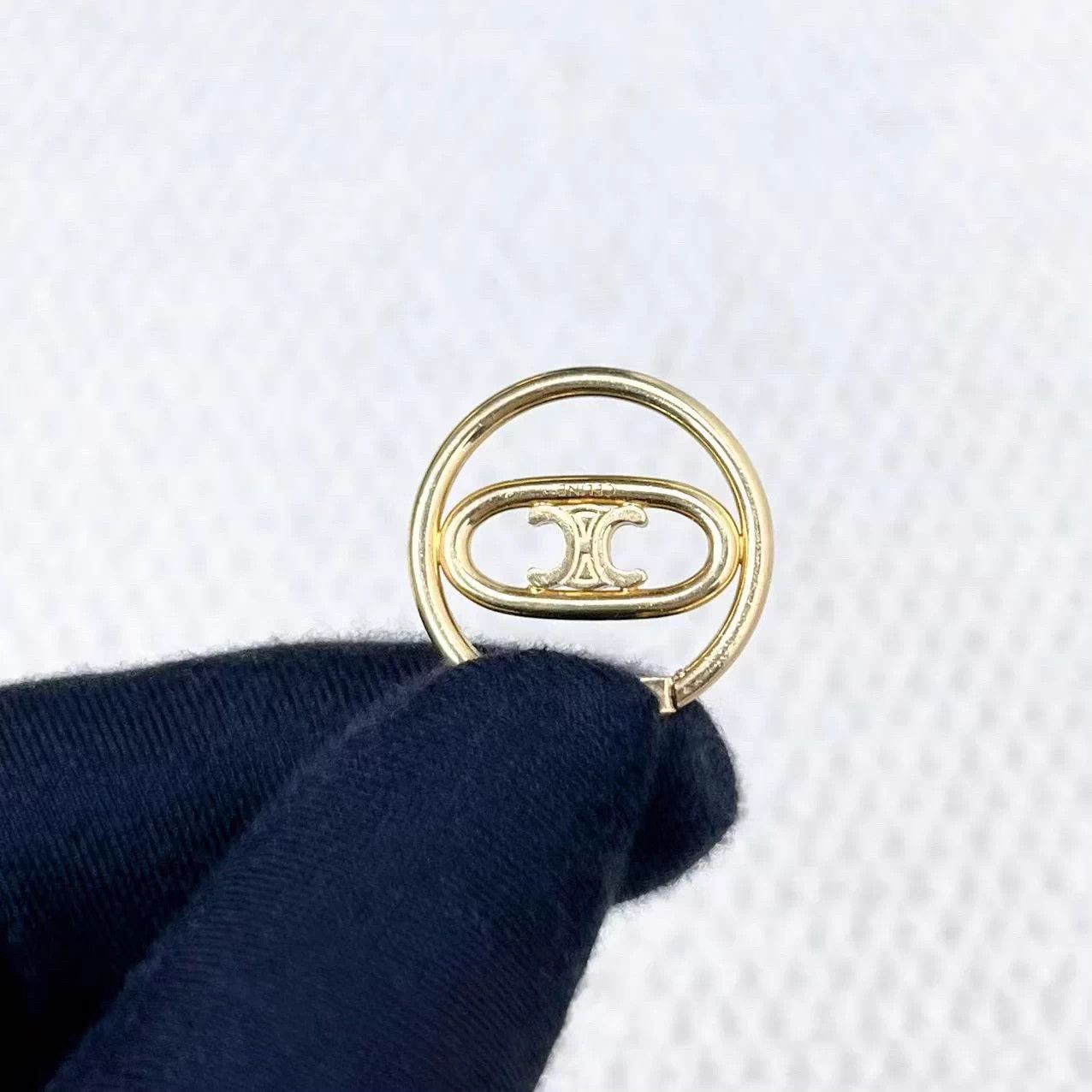 Celine Celine Gold Triomphe Hoop Logo Earrings Size ONE SIZE - 3 Thumbnail