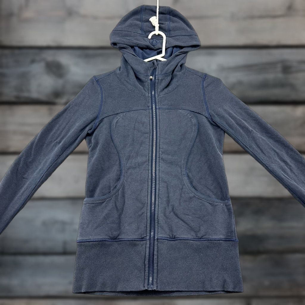 Lululemon Lululemon Hoodie Womens 6 Blue Navy Full Zip Fleece Lightweight Cotton Stretch Jacket Size M / US 6-8 / IT 42-44 - 1 Thumbnail
