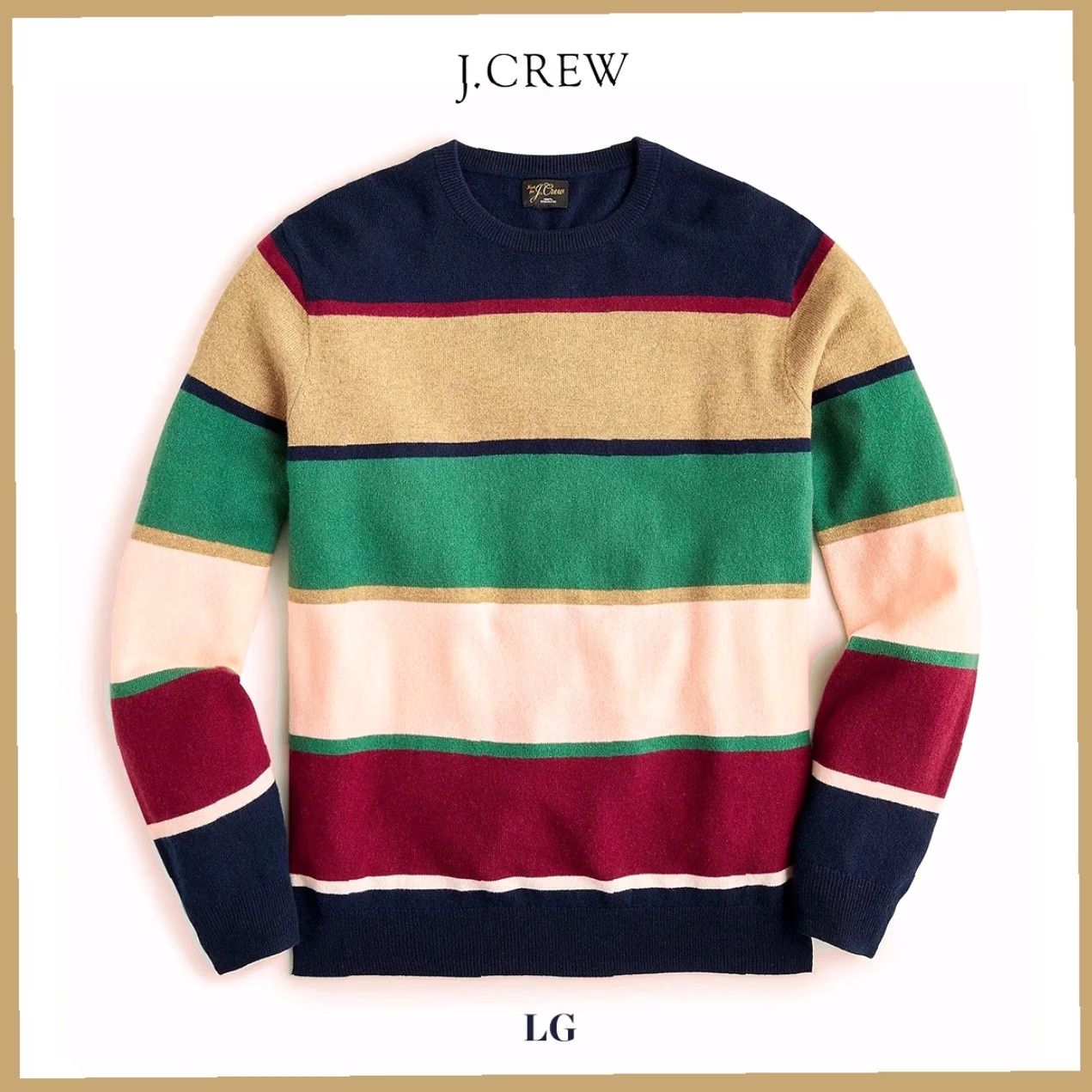 J.Crew J.CREW 100% Cashmere Sweater Mens XL Crewneck Pullover Knit Rugby Stripe BI838 Mens XL Multicolor Crew Neck Knit Pullover Sweater Size US XL / EU 56 / 4 - 2 Thumbnail