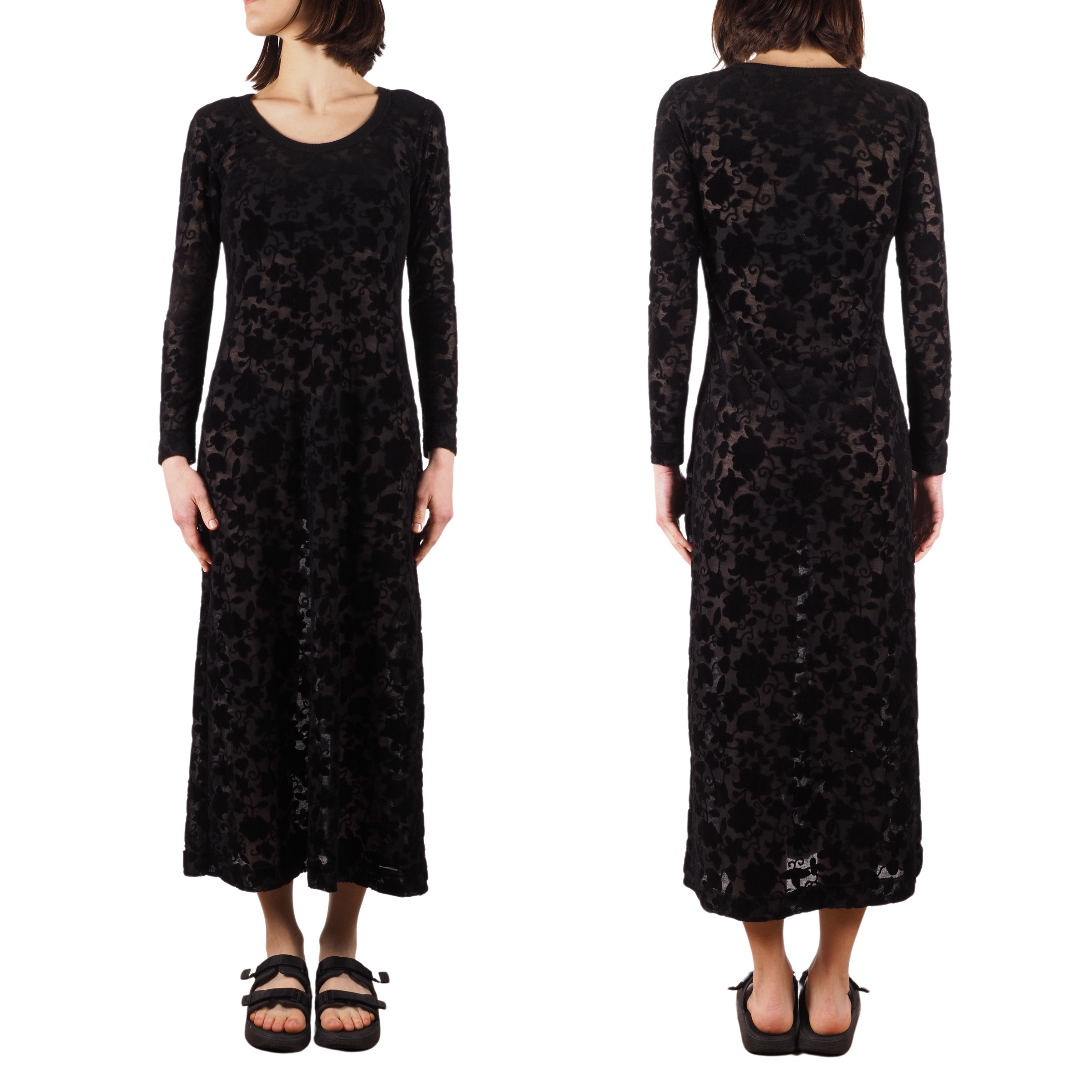 Sonia Rykiel Sonia Rykiel Vintage Black Long Sheer Velvet Midi Dress Size M / US 6-8 / IT 42-44 - 1 Thumbnail