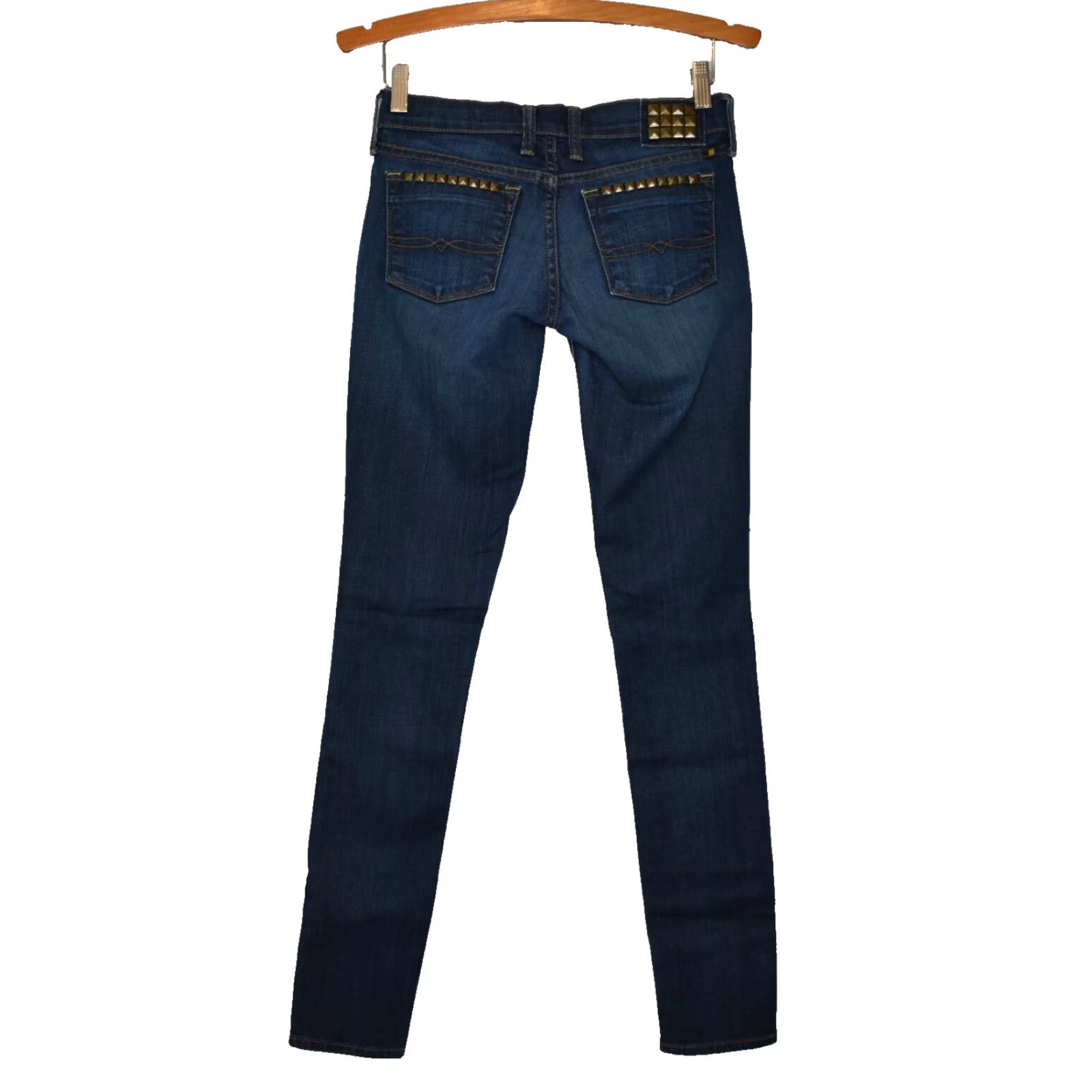 Lucky Brand Lucky Brand Charlie Skinny Jeans Womens 28x33 Slim Denim Blue Studded Distressed 00/24 Size 28" / US 6 / IT 42 - 2 Thumbnail