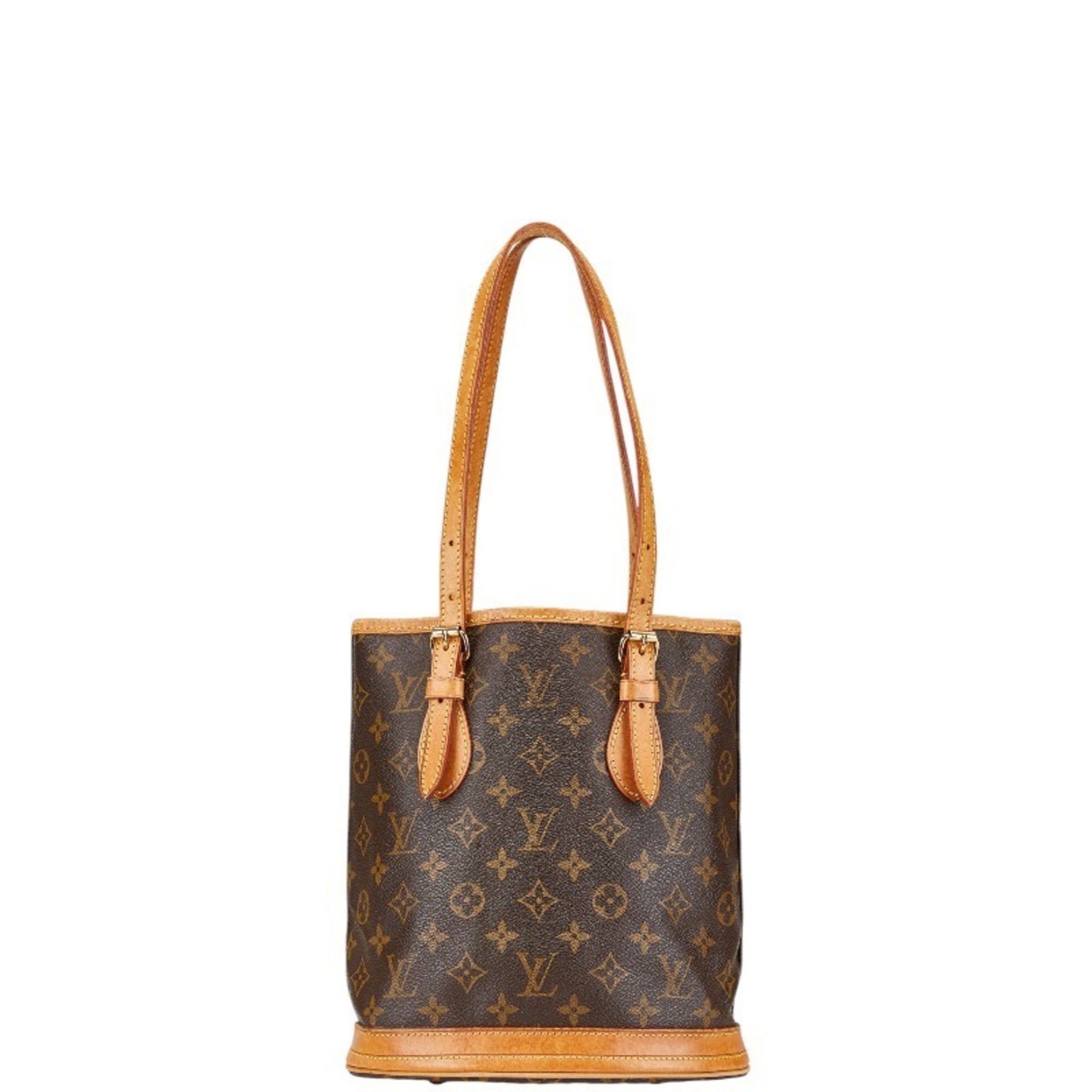 Louis Vuitton Monogram Petit Bucket Pm Tote Bag Shoulder M42238 Brown Pvc Leather Women's Louis Vuitton