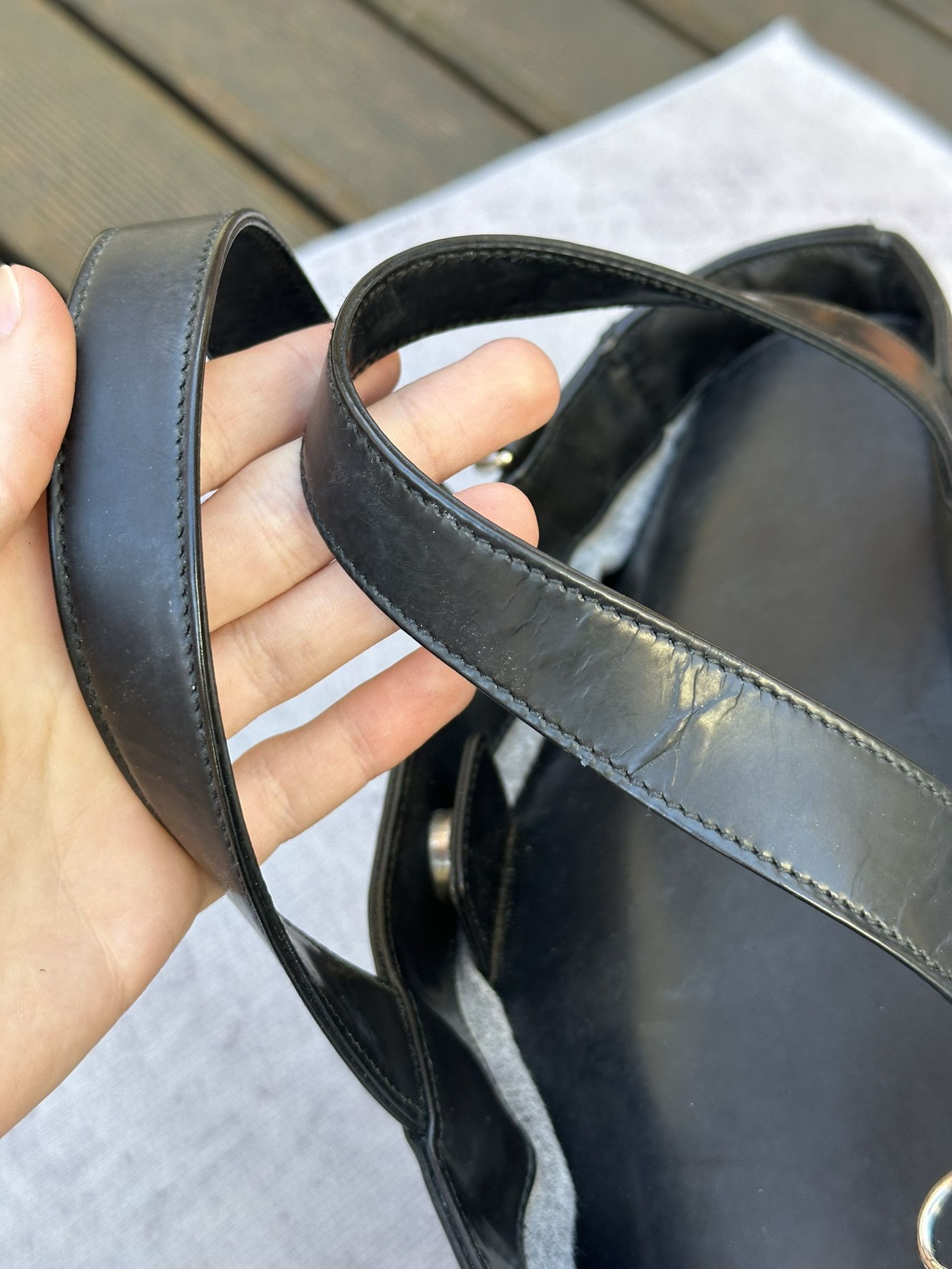 Gucci Gucci Handbag Black Patent Leather Interlocking G Logo Size ONE SIZE - 16 Thumbnail