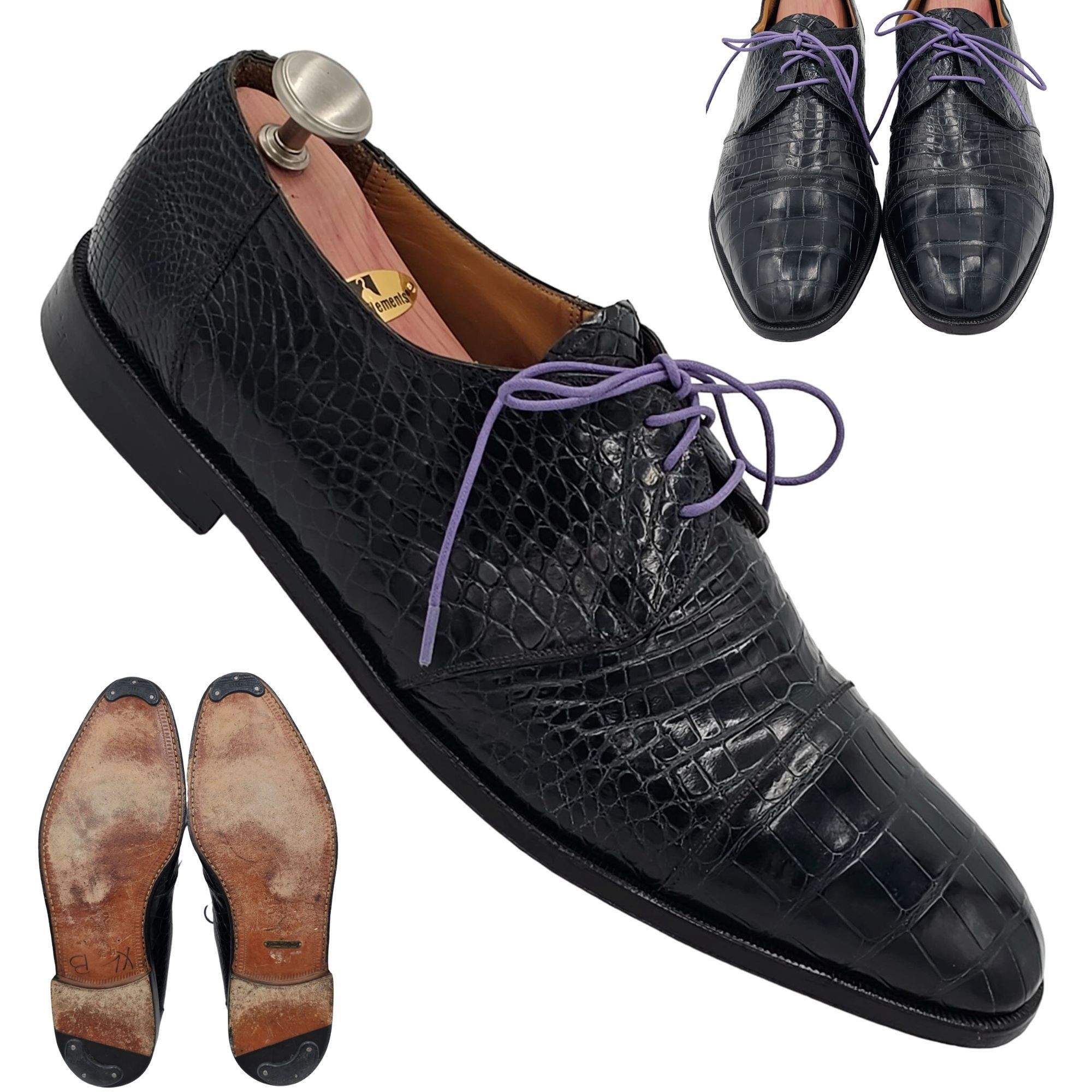 Other Vintage Exotic Full Alligator Men 15 Black Dress Shoes Paolo Size US 15 / EU 48 - 14 Thumbnail