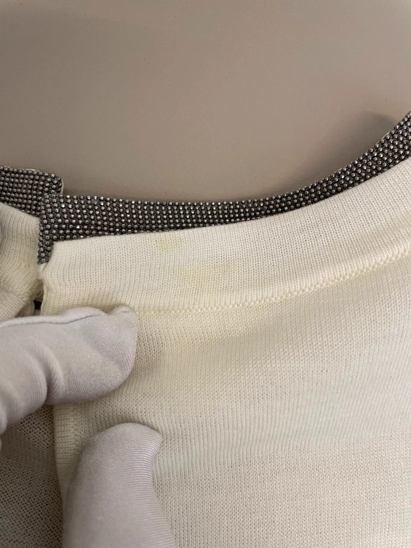 Brunello Cucinelli BC ivory beaded wool cashmere T-shirt M Size M / US 6-8 / IT 42-44 - 8 Thumbnail