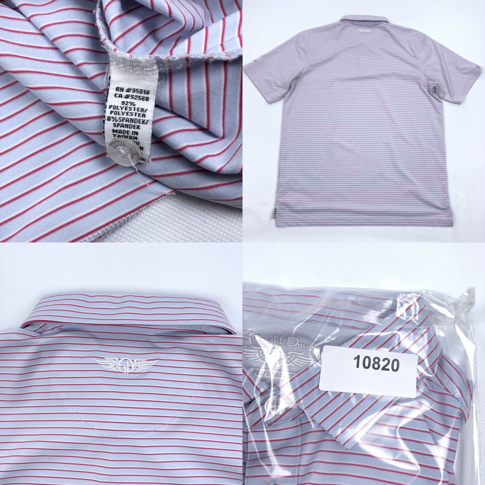 Vintage Straight Down Polo Shirt Blue Red Striped Men's L Golf Casual Activewear Short Sleeve Button Embroidered Logo Brushed Knit Moisture Wicking Size US L / EU 52-54 / 3 - 8 Thumbnail