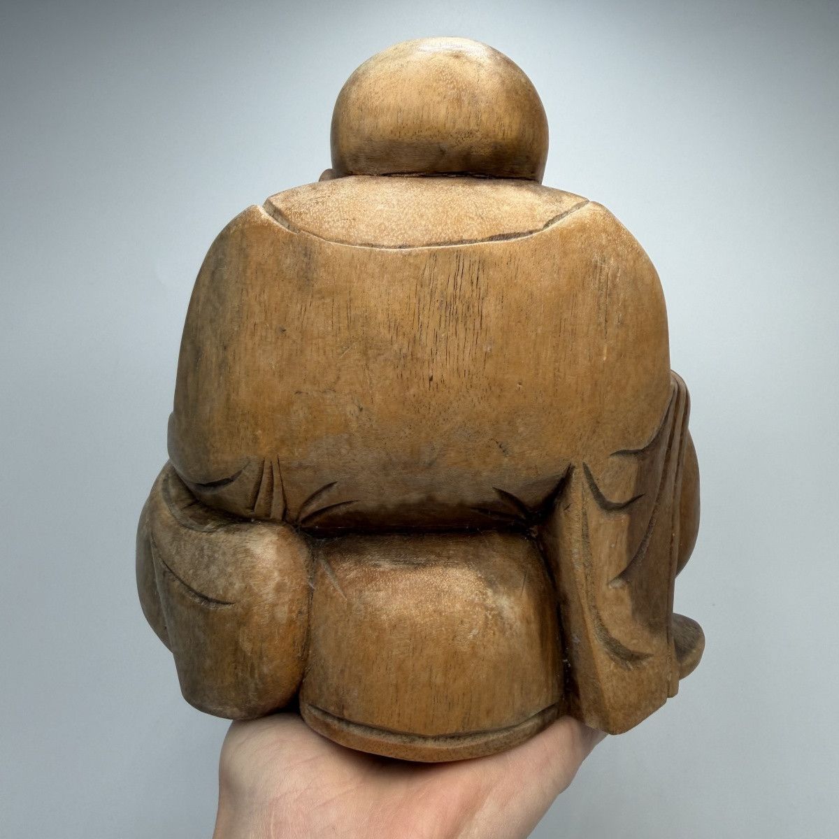 Vintage Vintage Hand Carved Wooden Lucky Buddha Hotei Feng Shui Size ONE SIZE - 2 Thumbnail