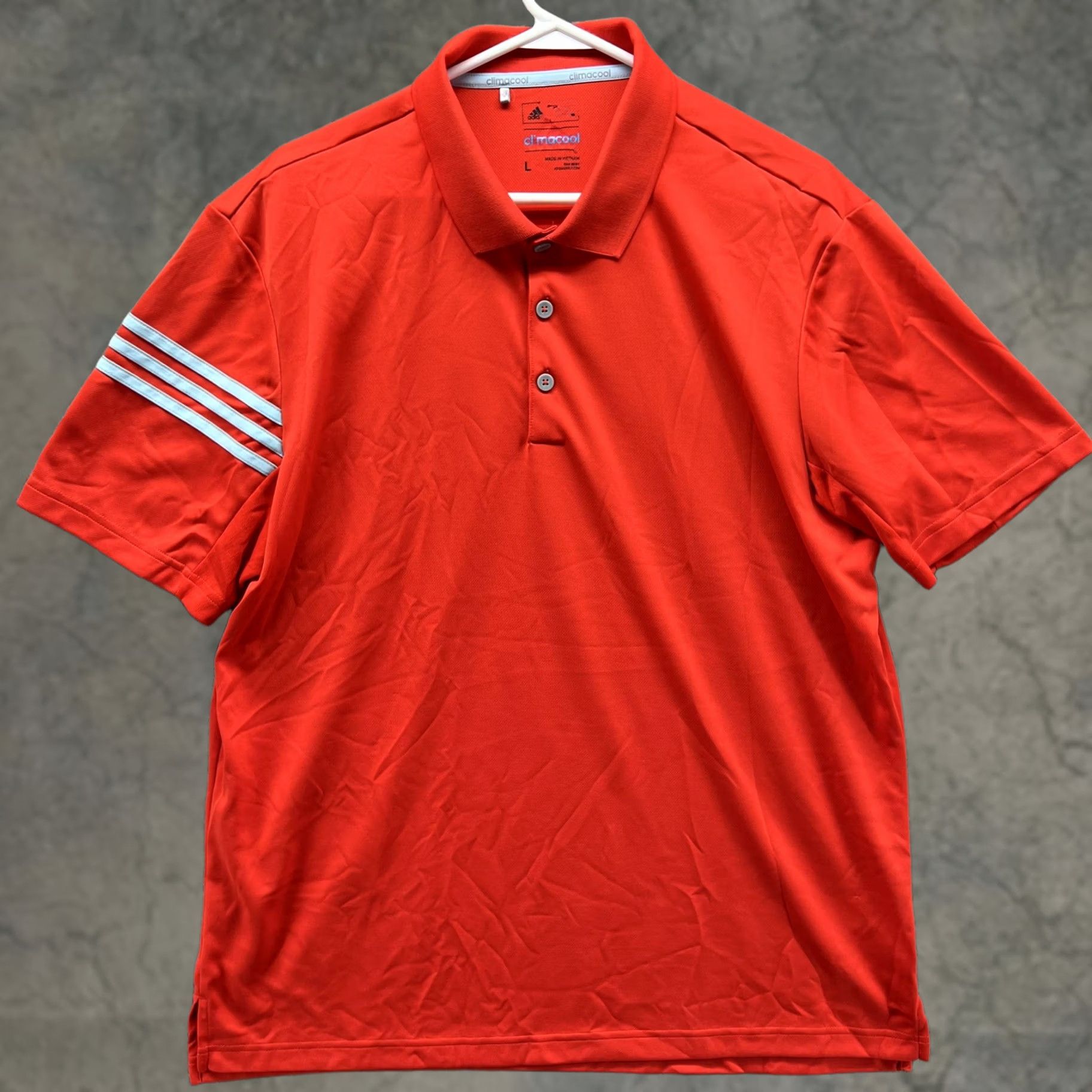 Adidas Adidas Golf Polo Shirt Mens Large Red Climacool 3 Stripe Short Sleeve Polo Shirt Mens L Red Climacool Size US L / EU 52-54 / 3 - 1 Thumbnail