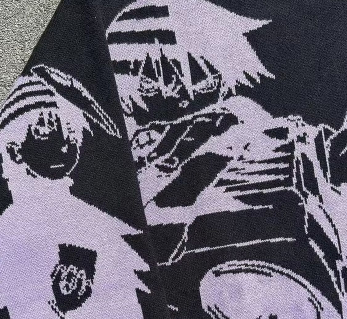 Japanese Brand Retro Moon Graffiti Sweater Jacquard Knitted Sweatshirt Size US XL / EU 56 / 4 - 2 Thumbnail
