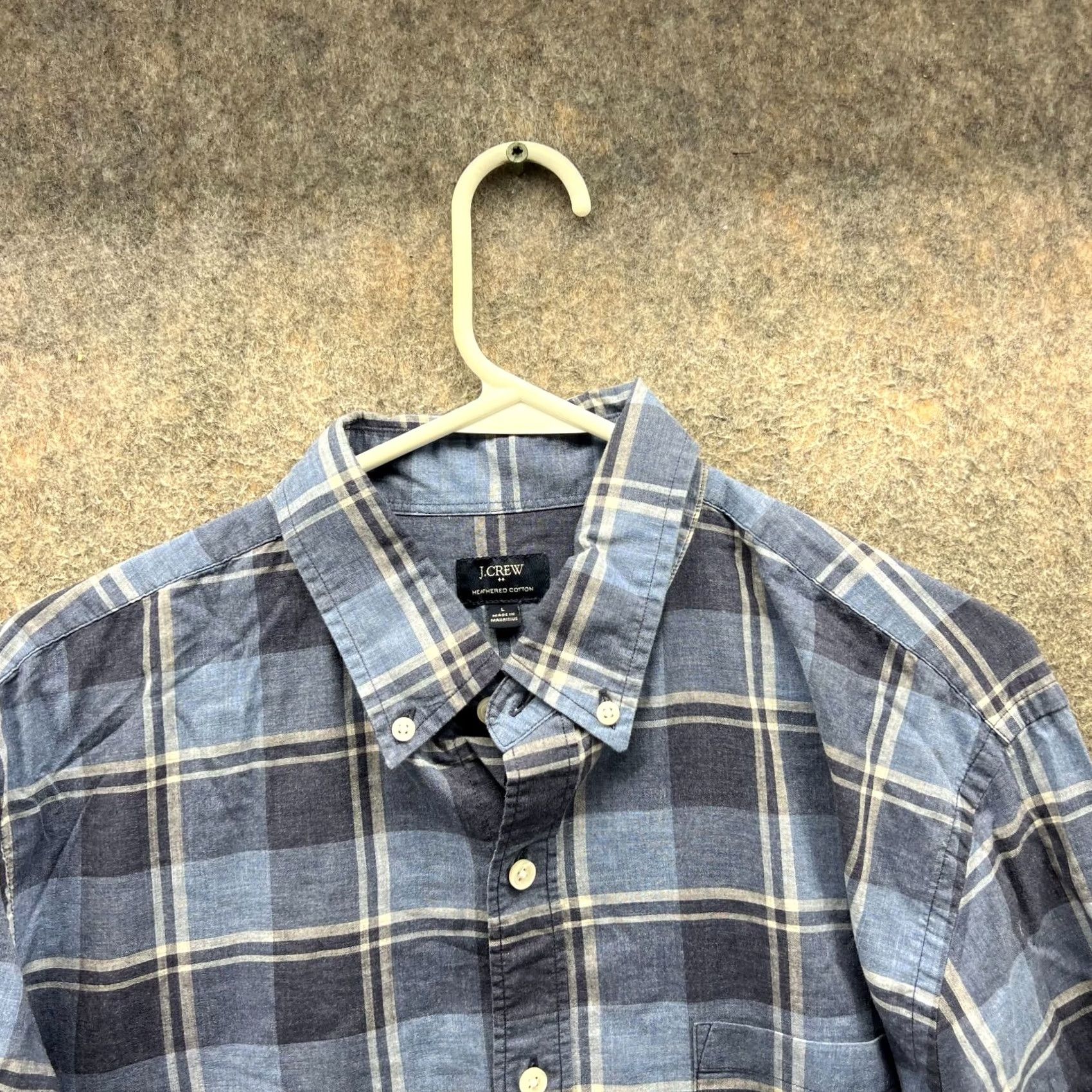 J.Crew VINTAGE J.CREW Shirt Mens Large Blue Plaid Button-Down Preppy Cotton Size 42R - 5 Thumbnail