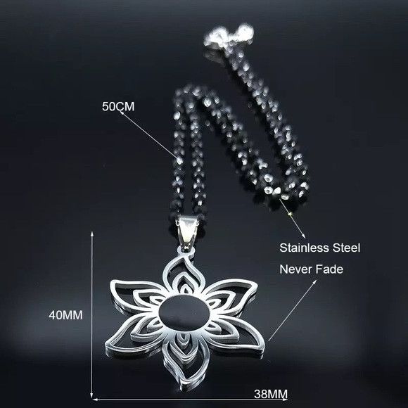 The Unbranded Brand Women Stainless Steel Flower Necklace Size ONE SIZE - 5 Thumbnail