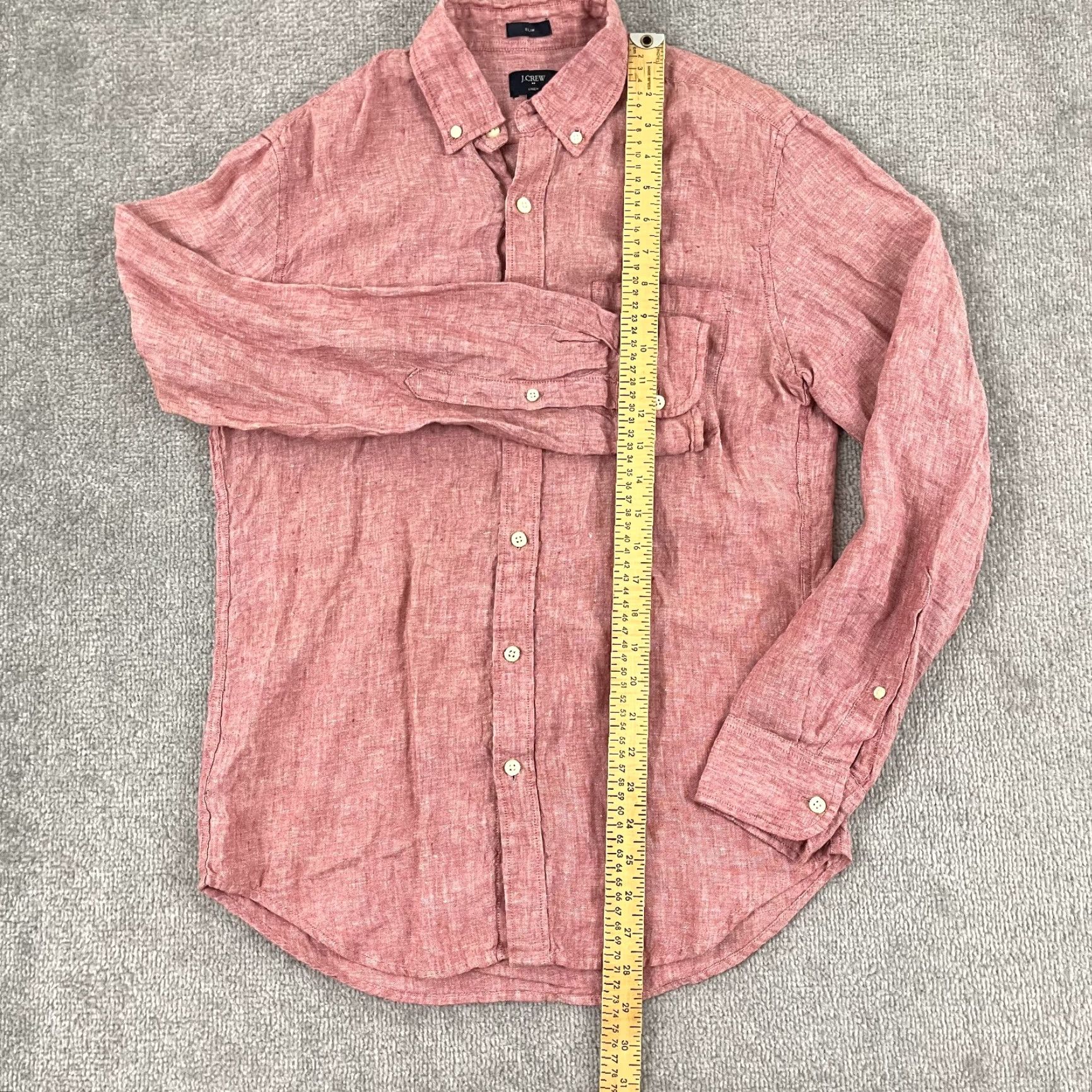 J.Crew J. CREW Shirt Men Small Slim Fit Button-Down Long Sleeve Preppy Summer Old Money Red Linen Button-Up Solid Casual, Workwear Mens S Size US S / EU 44-46 / 1 - 5 Thumbnail
