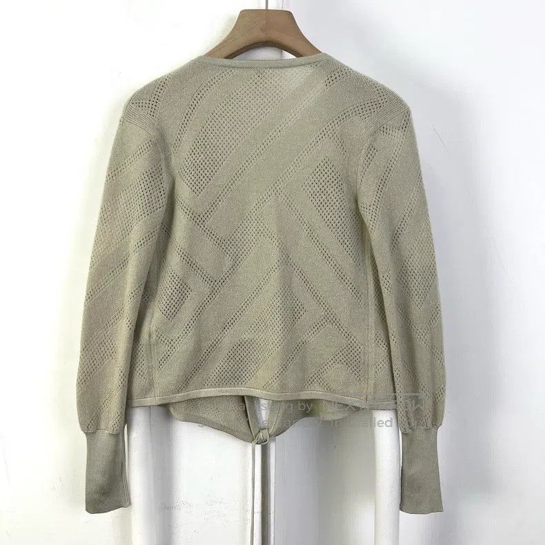 Hermes Hermes Gray cross-laced hollowed-out knitted top Size XXS / US 00 / IT 34 - 2 Thumbnail