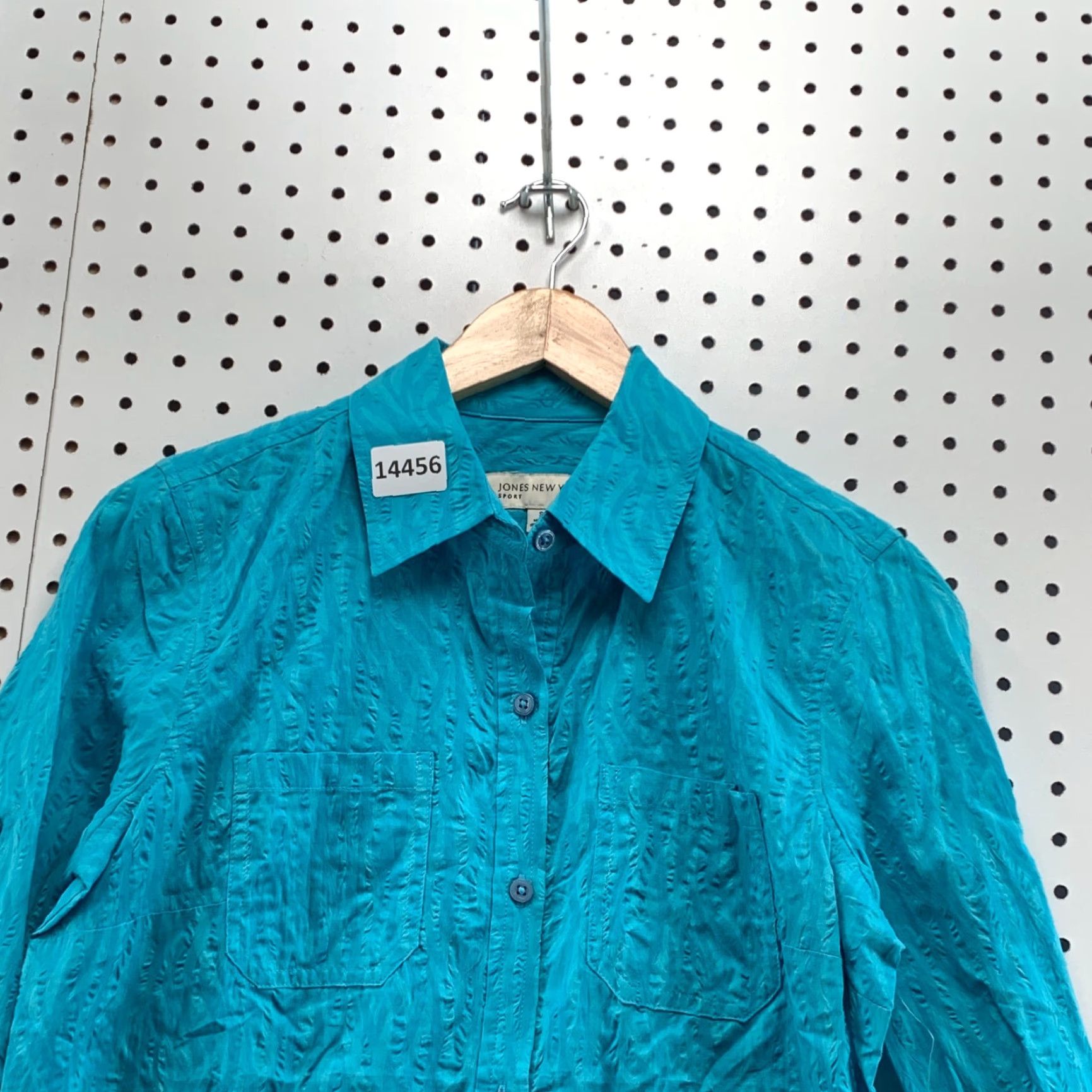 Jones New York NEW Jones New York Long Sleeve Button Down Shirt Women Size Small Teal Solid Cotton Casual Size S / US 4 / IT 40 - 3 Thumbnail