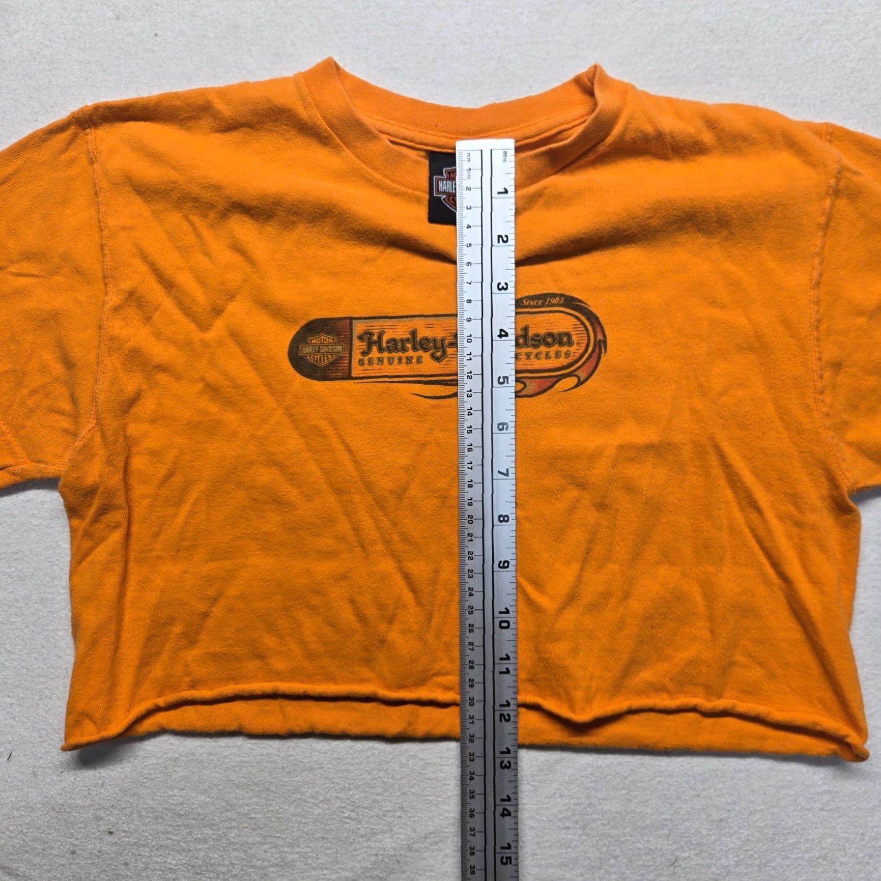 Harley Davidson Harley-Davidson Women’s Cropped T-Shirt S Orange Solid Short Sleeve 90s Vintage Size S / US 4 / IT 40 - 6 Thumbnail