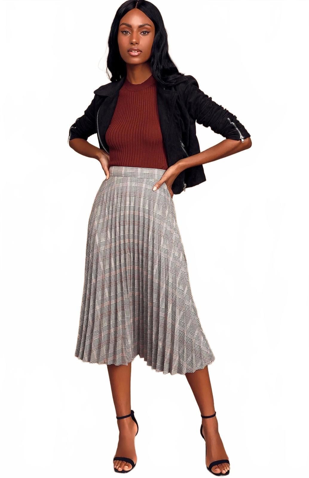 Lulus LULUS Multi Plaid Pleated Mid Skirt (SMALL) Size 28" / US 6 / IT 42 - 2 Thumbnail