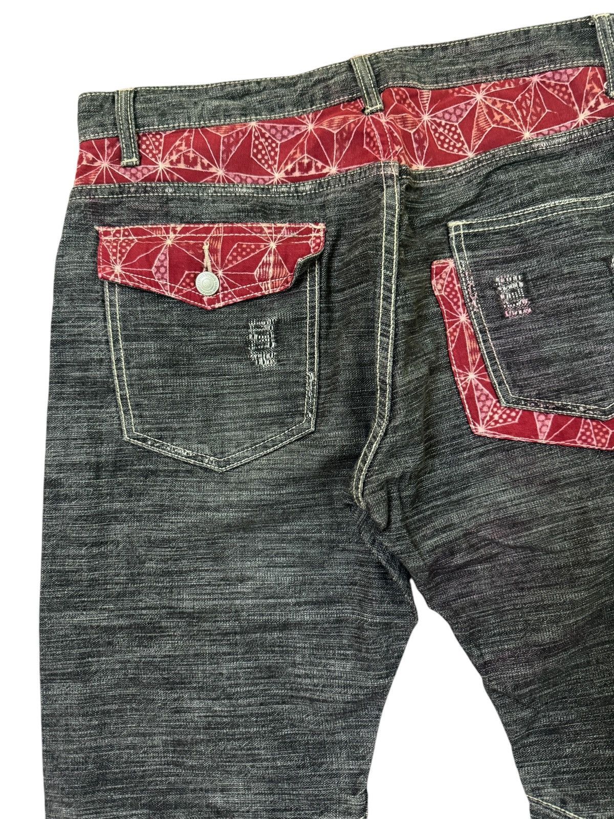 Hysteric Glamour Distressed Bee Bell Floral Red Pattern Accents Style Denim Size US 31 - 10 Thumbnail