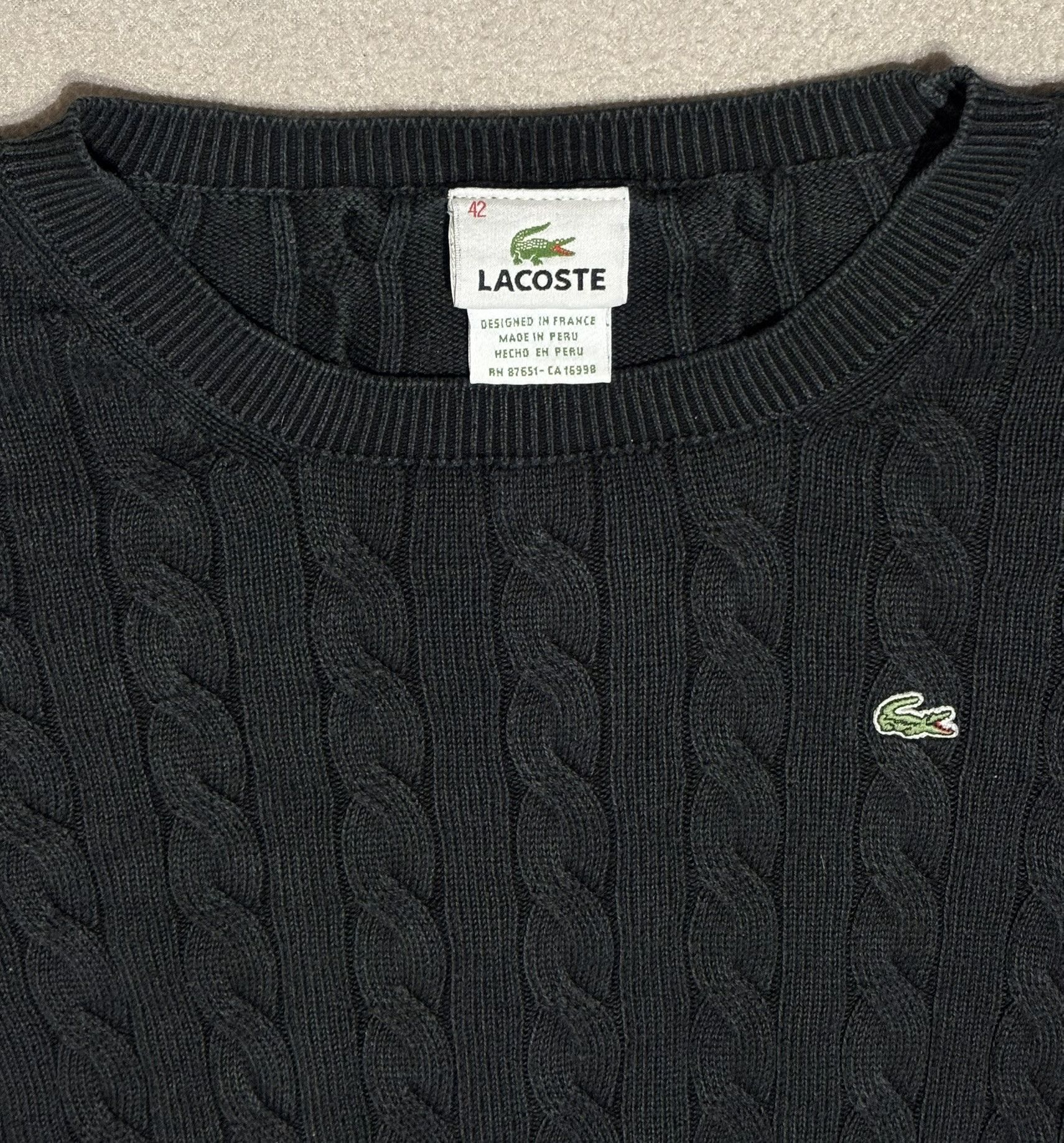 Lacoste Lacoste Cable Sweater Black Size M / US 6-8 / IT 42-44 - 11 Thumbnail
