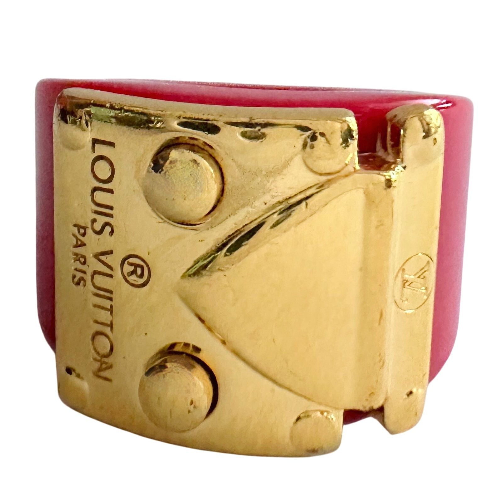 Louis Vuitton Louis Vuitton LockMe Fuchsia Resin Gold Tone Ring Size ONE SIZE - 1 Thumbnail