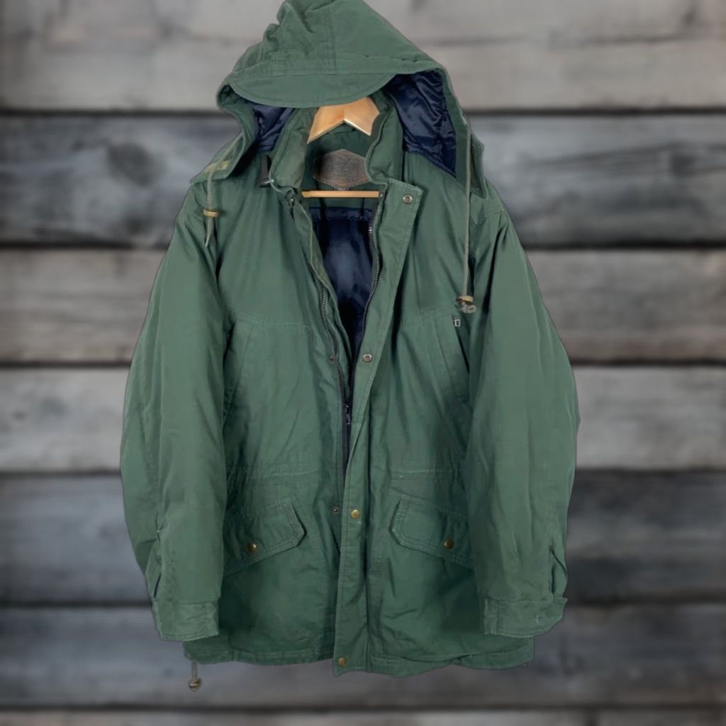 Vintage Woolrich Goose Down Parka Jacket Men's Large Dark Green Insulated Hooded Casual Outdoor Size US L / EU 52-54 / 3 - 1 Thumbnail