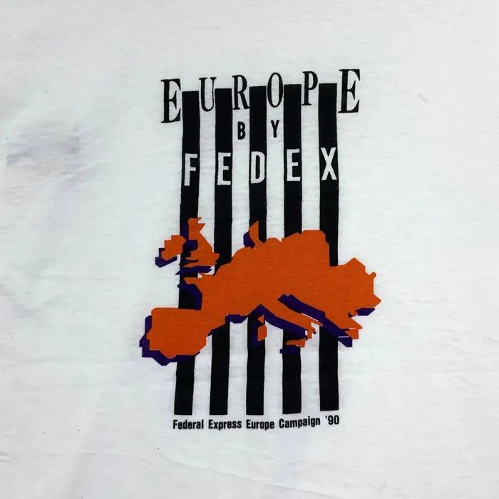 Vintage Vintage 1990 FEDEX EXPRESS EUROPE Campaign Tee Shirt Size US L / EU 52-54 / 3 - 4 Thumbnail