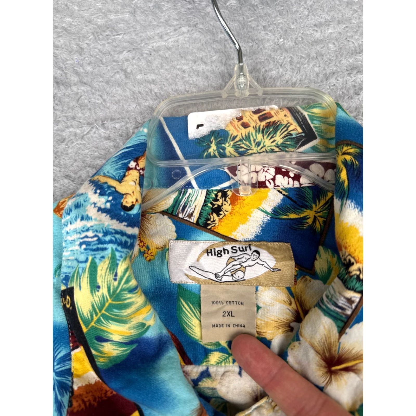 Vintage VINTAGE High Surf Shirt Adult 2XL Blue Floral Tiki Ukulele Button Up 100% Cotton Size US XXL / EU 58 / 5 - 7 Thumbnail