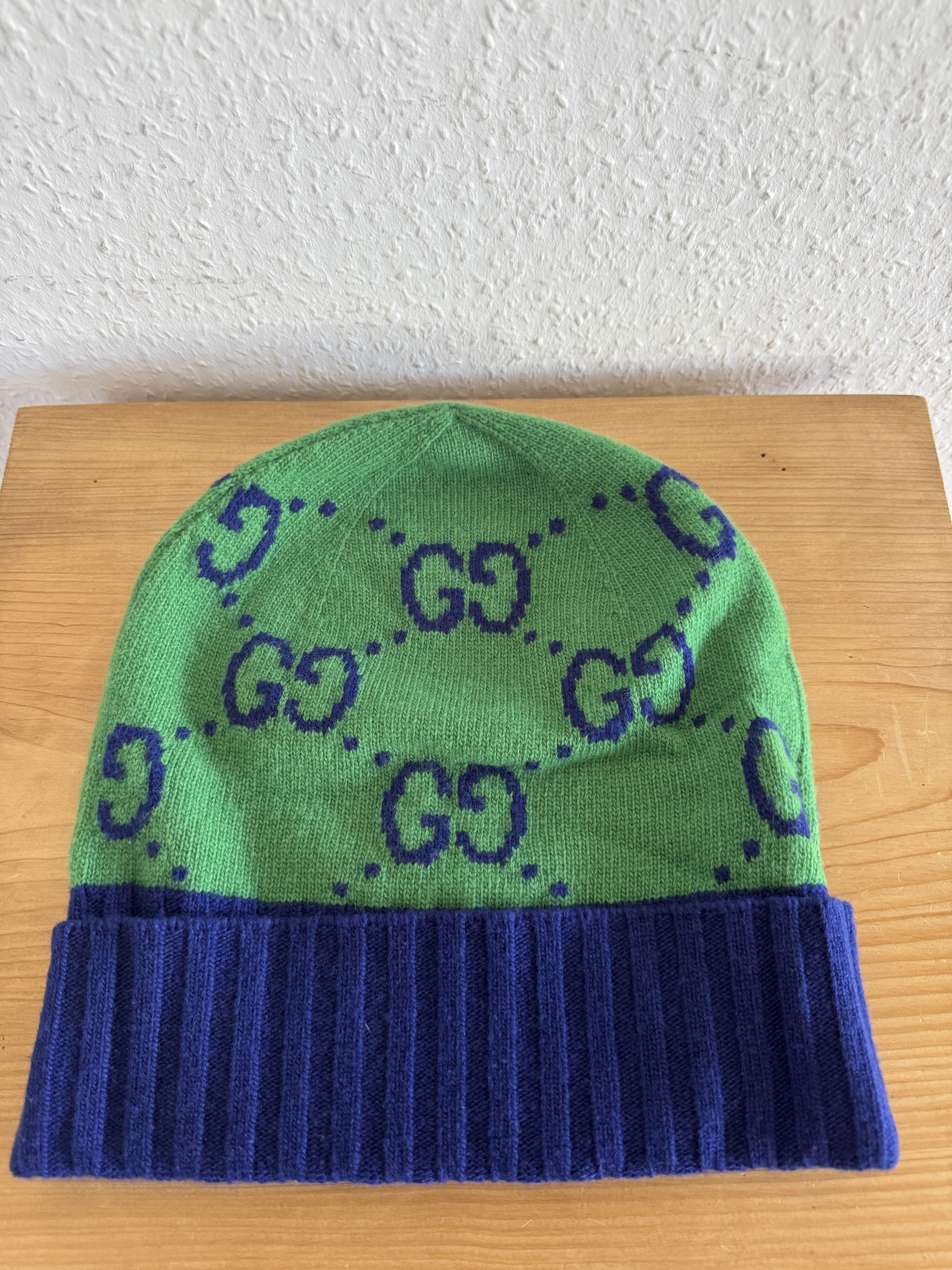 Gucci GUCCI Green/Blue Wool GG Beanie Size ONE SIZE - 1 Thumbnail