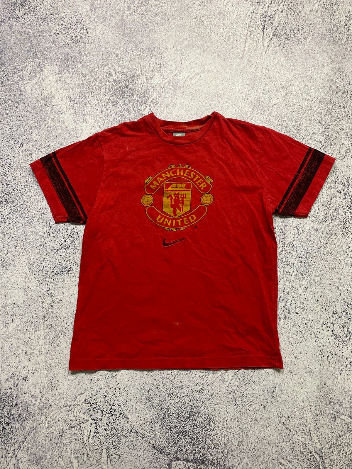 Pre-owned Manchester United X Nike Vintage Y2k Nike Manchester United Center Swoosh T Shirt In Red